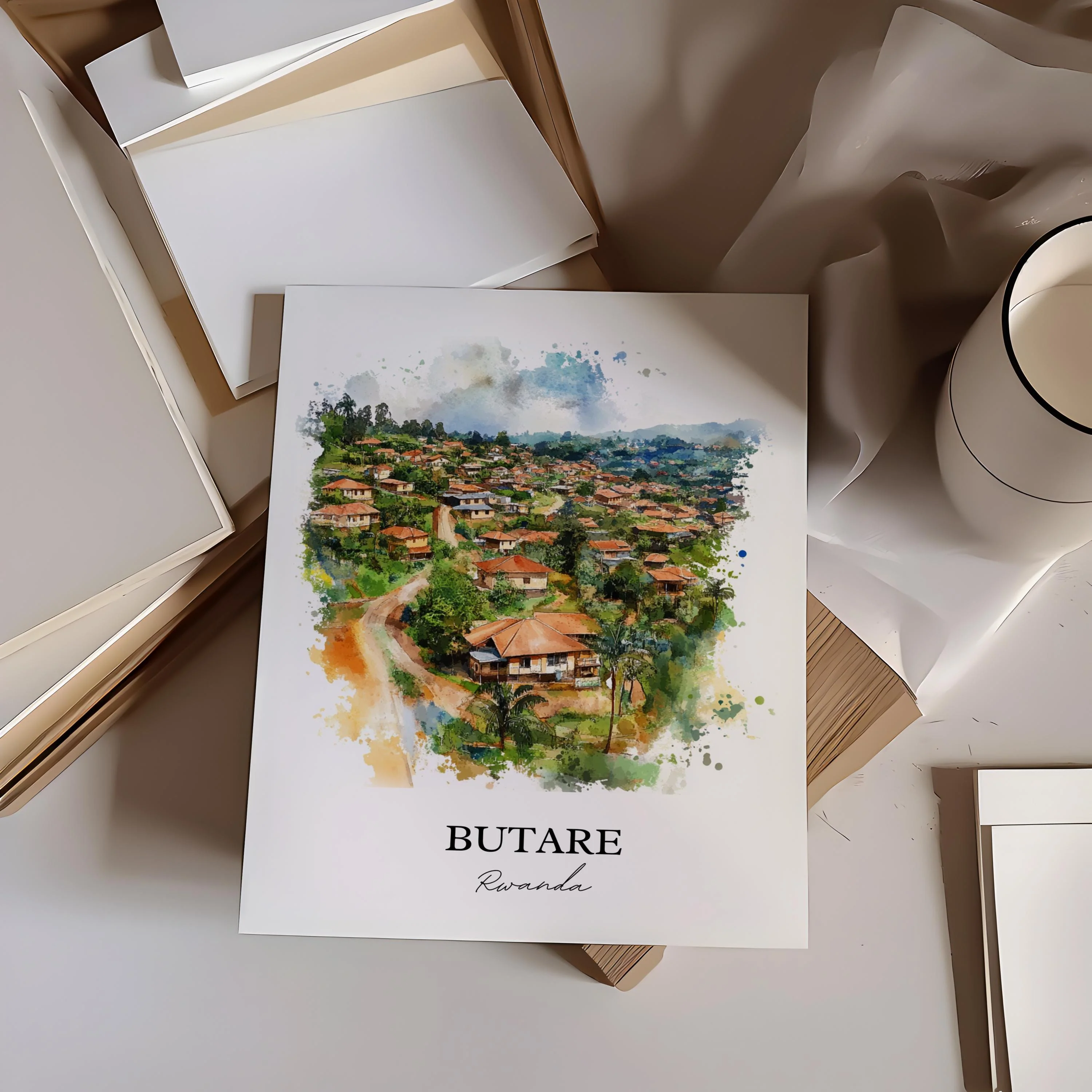 Butare, Rwanda – Watercolor Art Print - Image 5