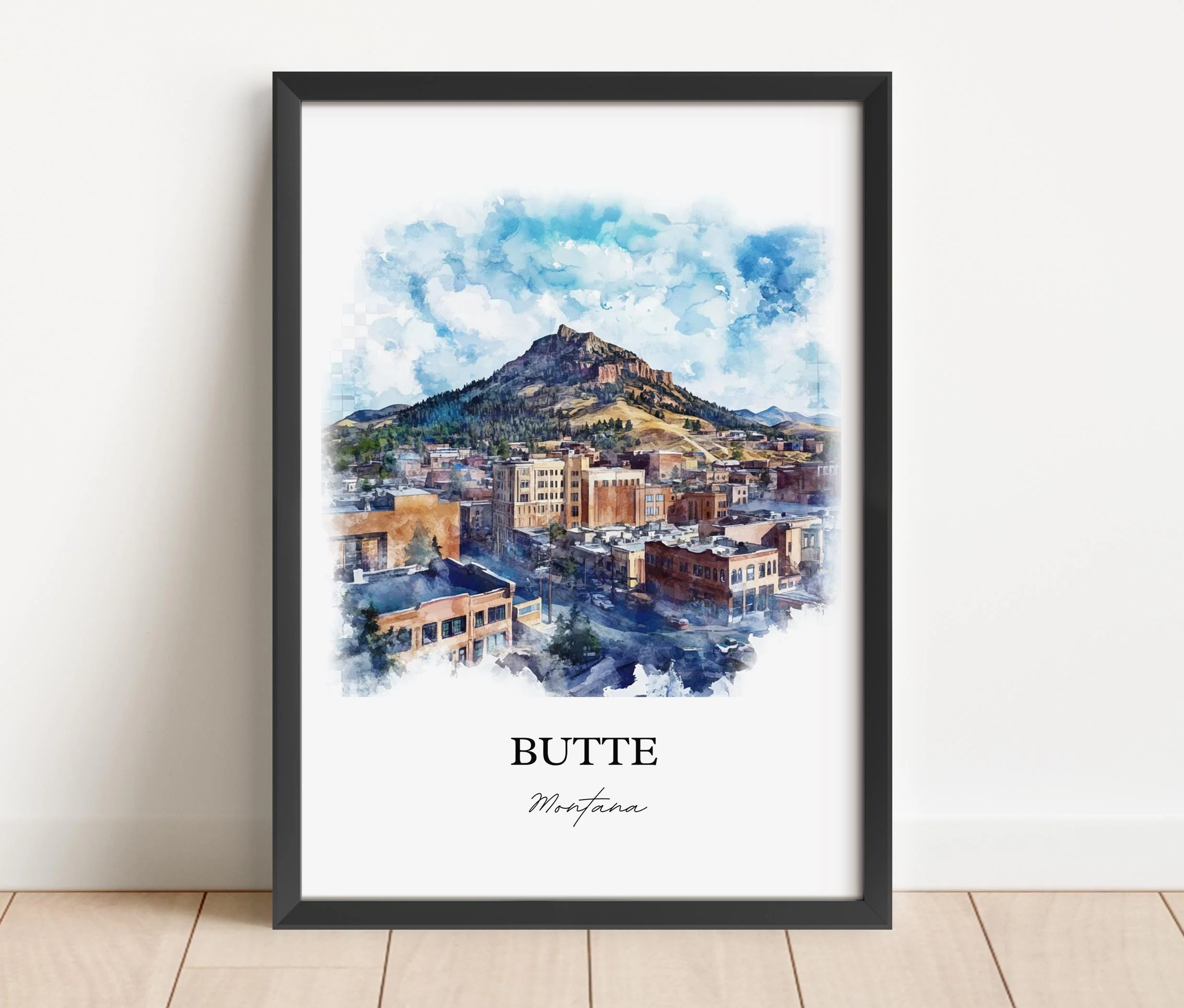 Butte, Montana, USA – Watercolor Art Print