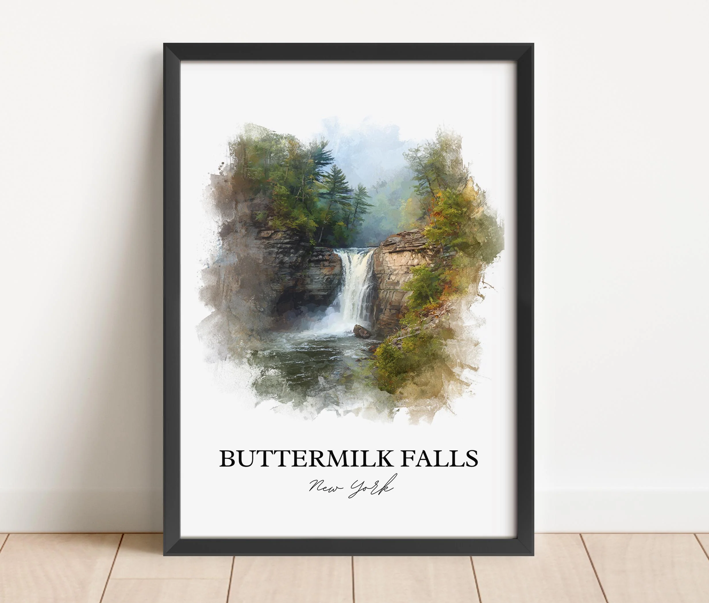 Buttermilk Falls, Ithaca NY, USA – Watercolor Art Print - Image 4