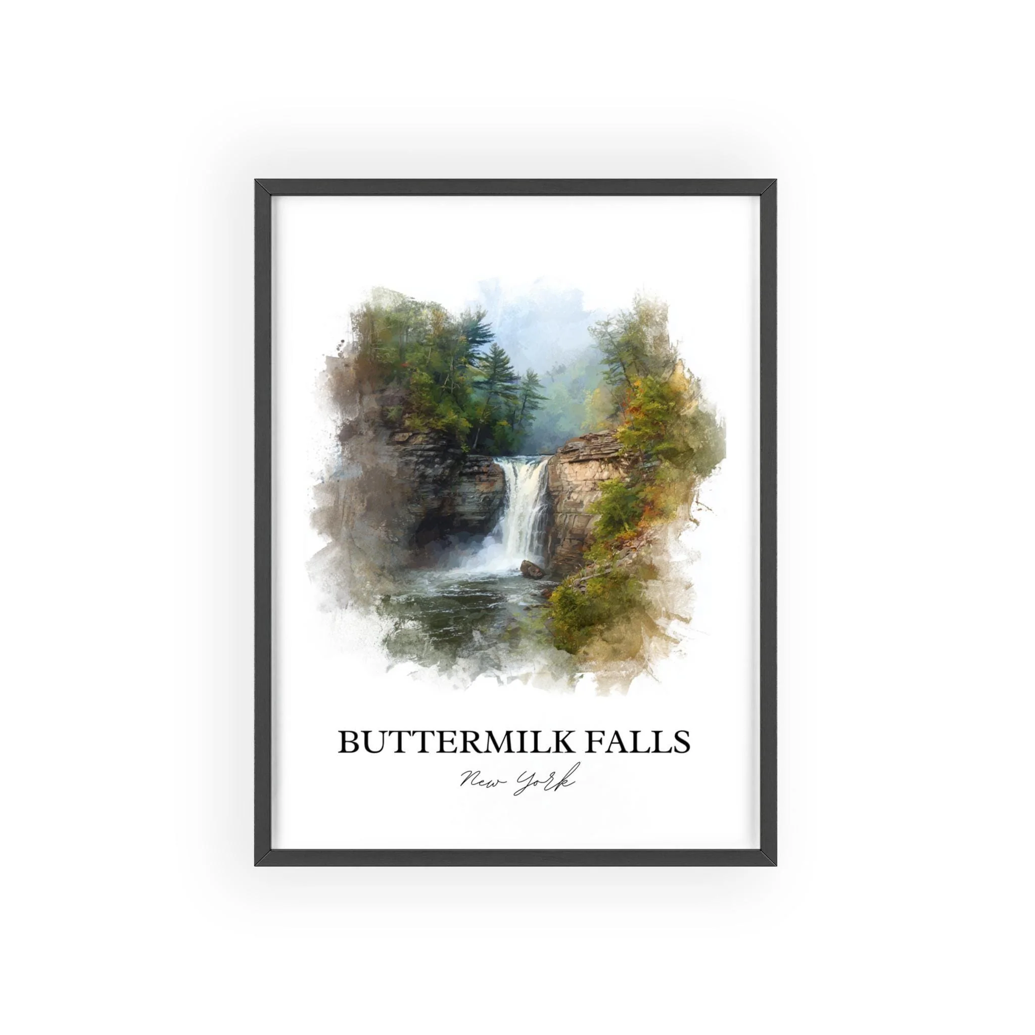 Buttermilk Falls, Ithaca NY, USA – Watercolor Art Print - Image 7