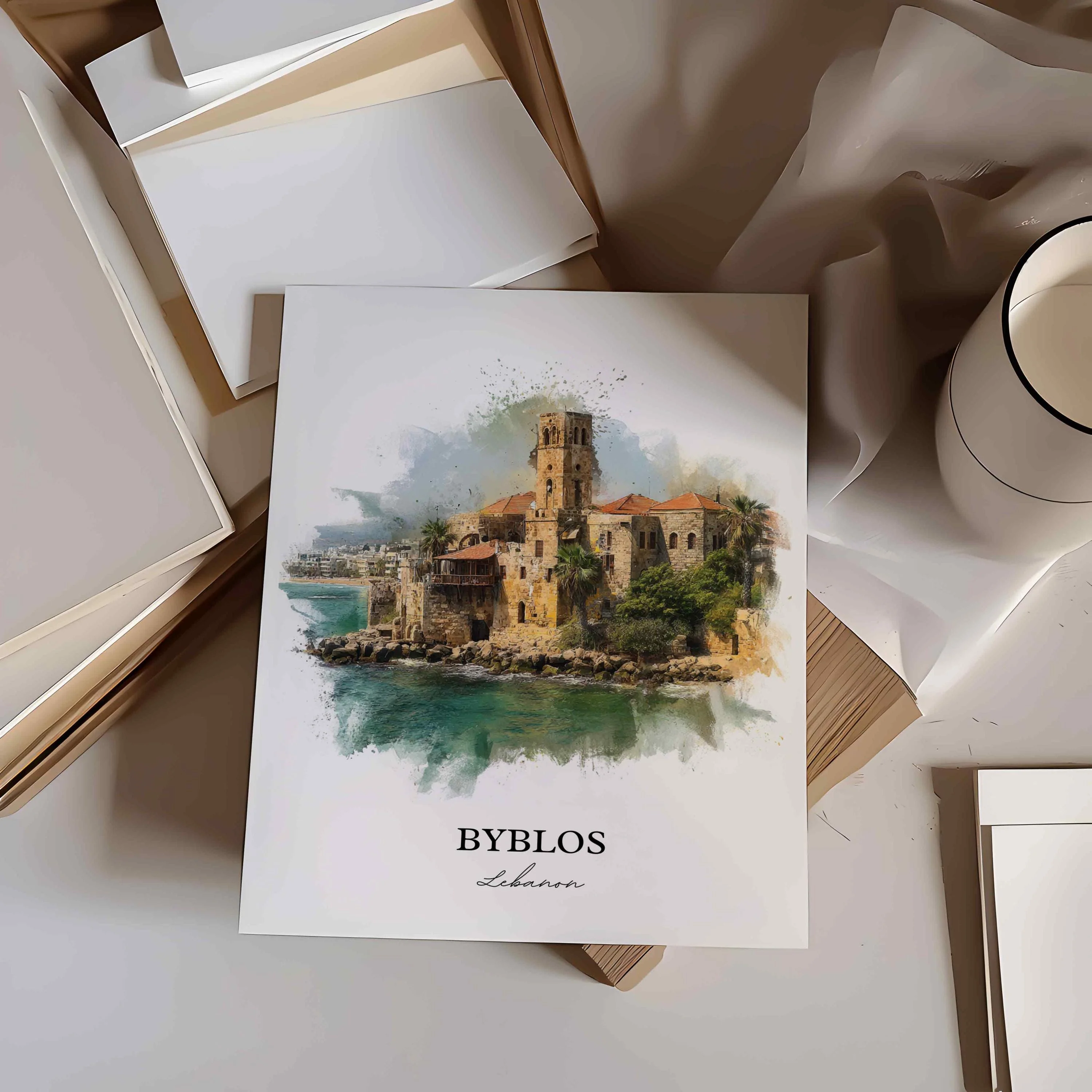 Byblos, Lebanon – Watercolor Art Print - Image 3