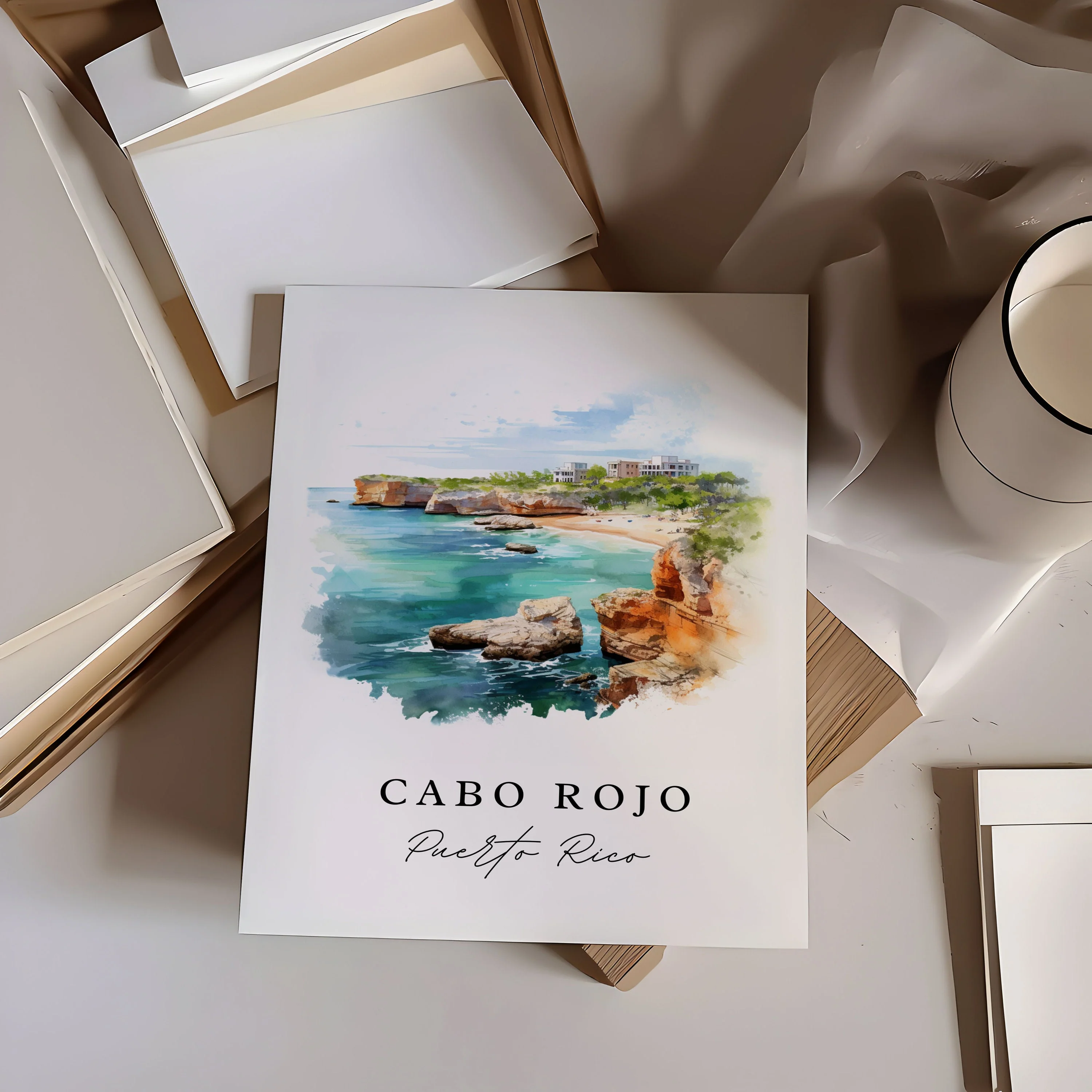 Cabo Rojo, Puerto Rico – Watercolor Art Print - Image 3