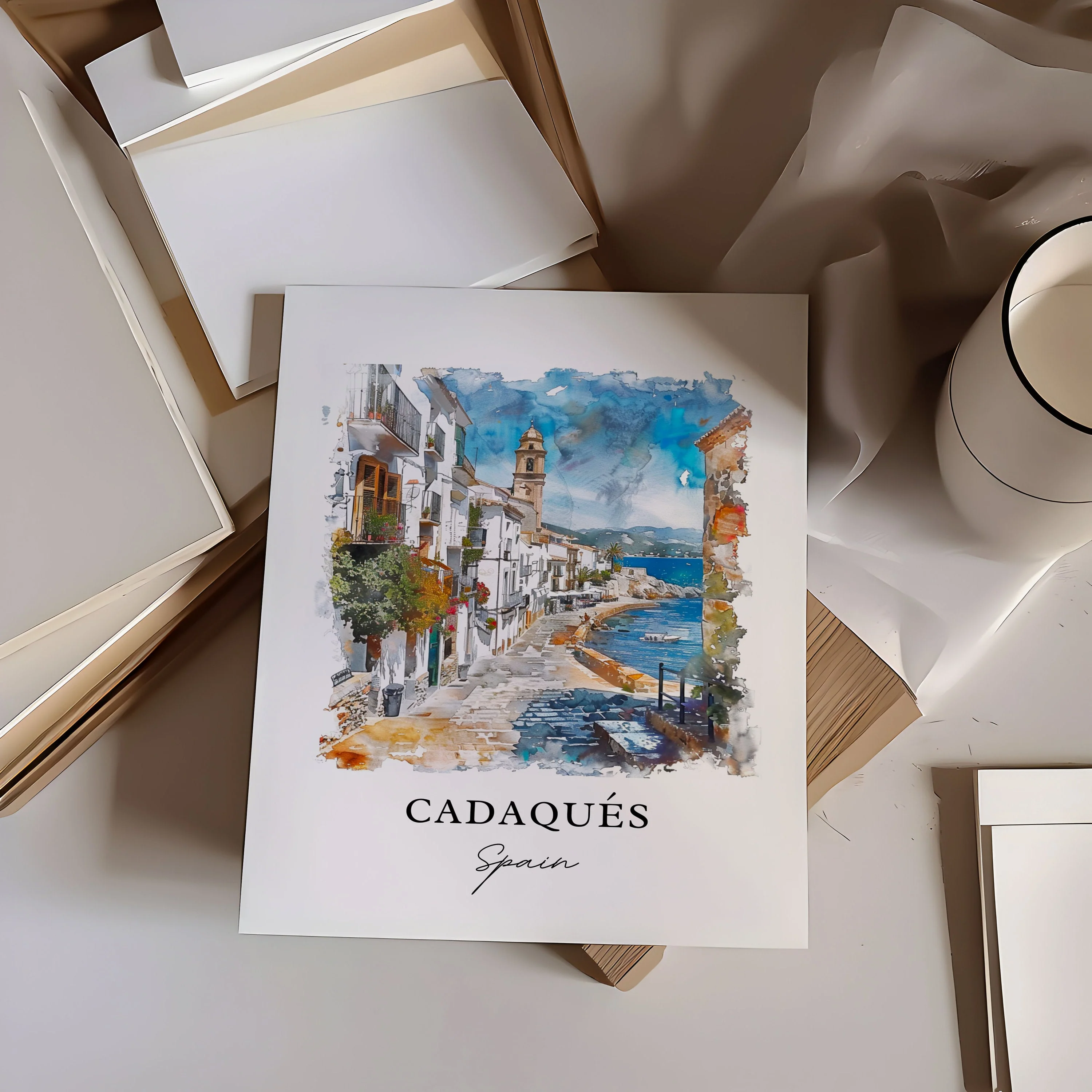 Cadaques, Spain – Watercolor Art Print - Image 2