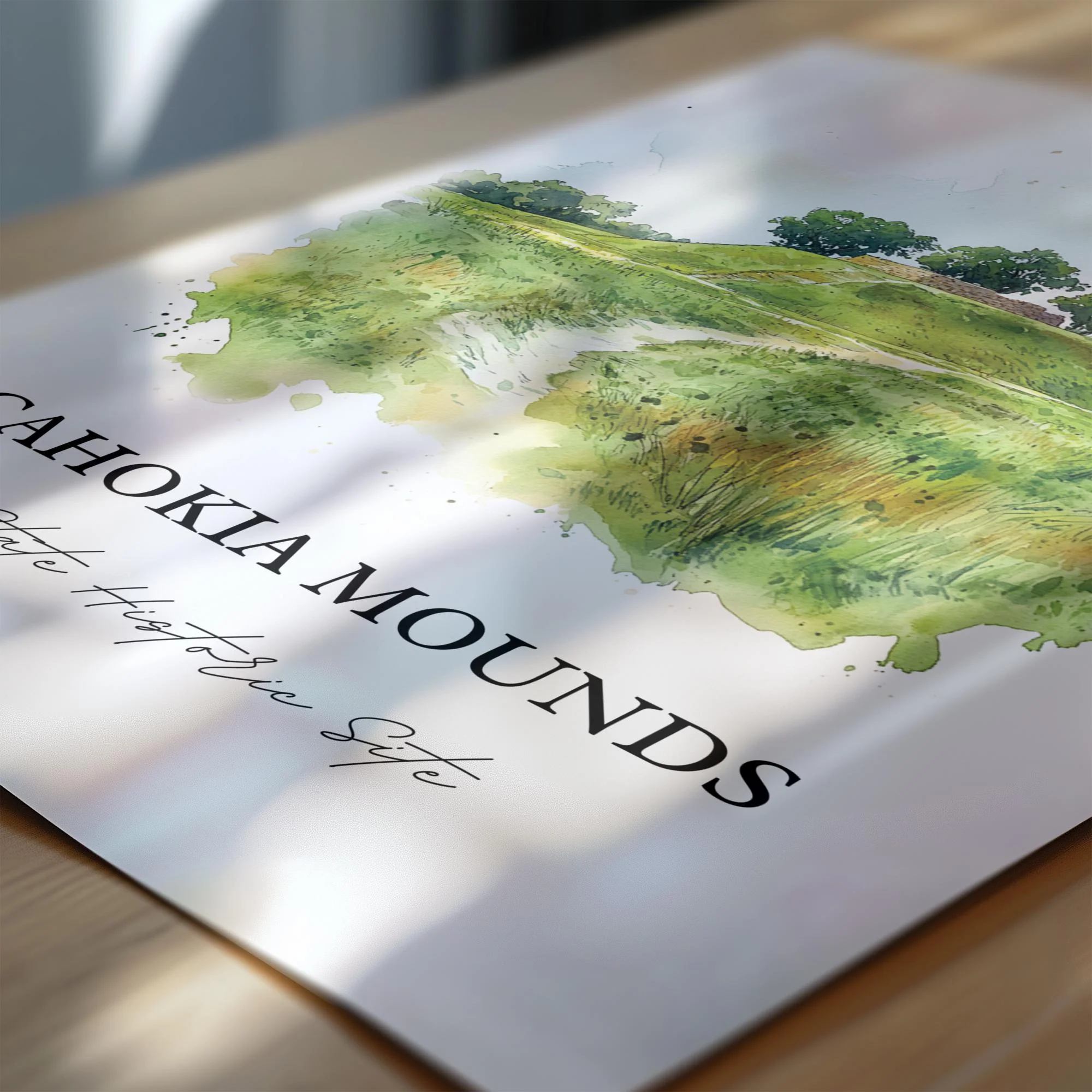 Cahokia Mounds, Illinois – Watercolor Art Print - Image 2