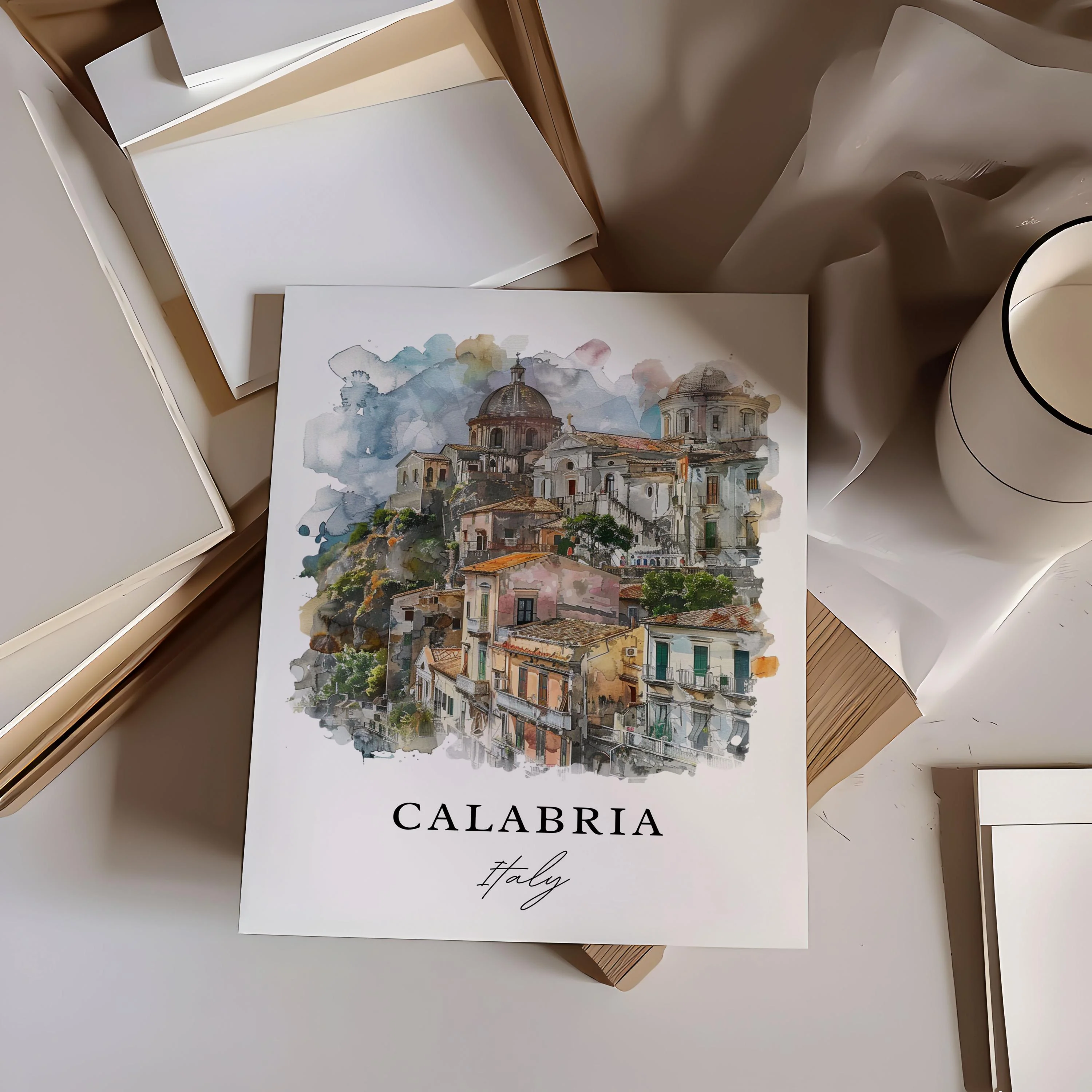 Calabria, Italy – Watercolor Art Print - Image 3