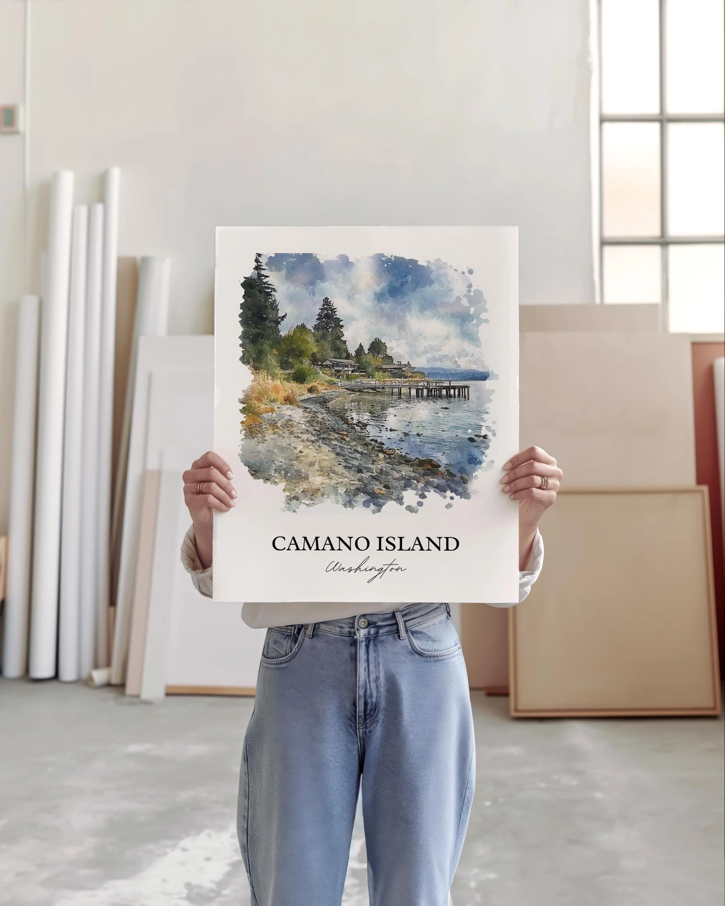 Camano Island, USA – Watercolor Art Print - Image 3