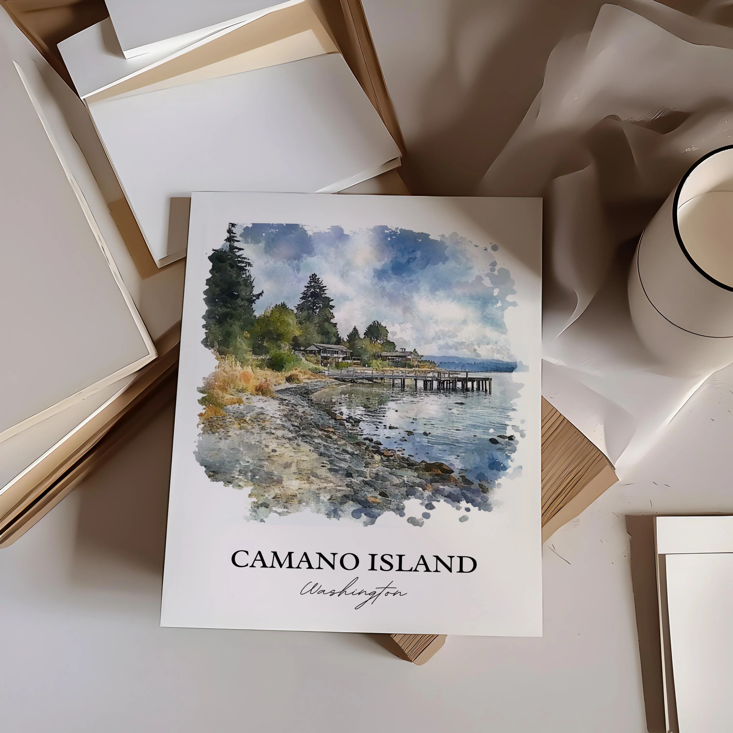 Camano Island, USA – Watercolor Art Print - Image 6