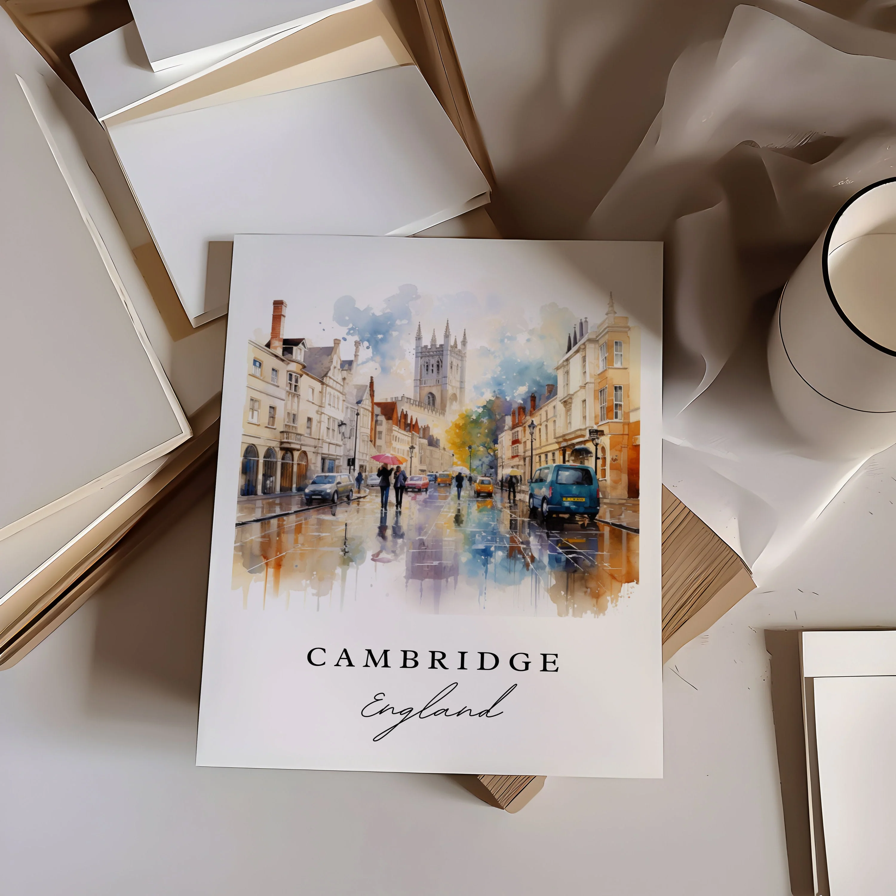 Cambridge, England – Watercolor Art Print - Image 3