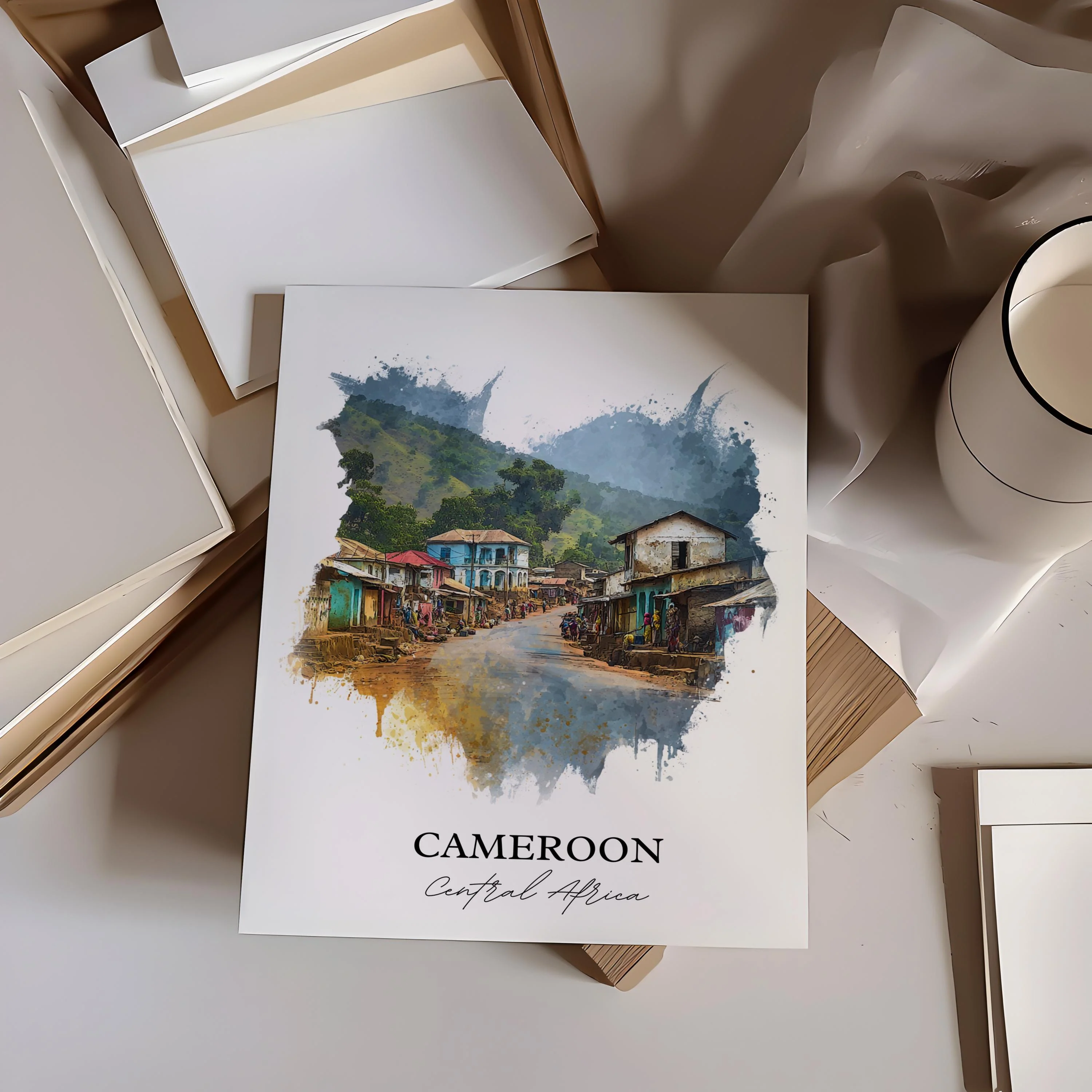 Cameroon, Africa – Watercolor Art Print - Image 5