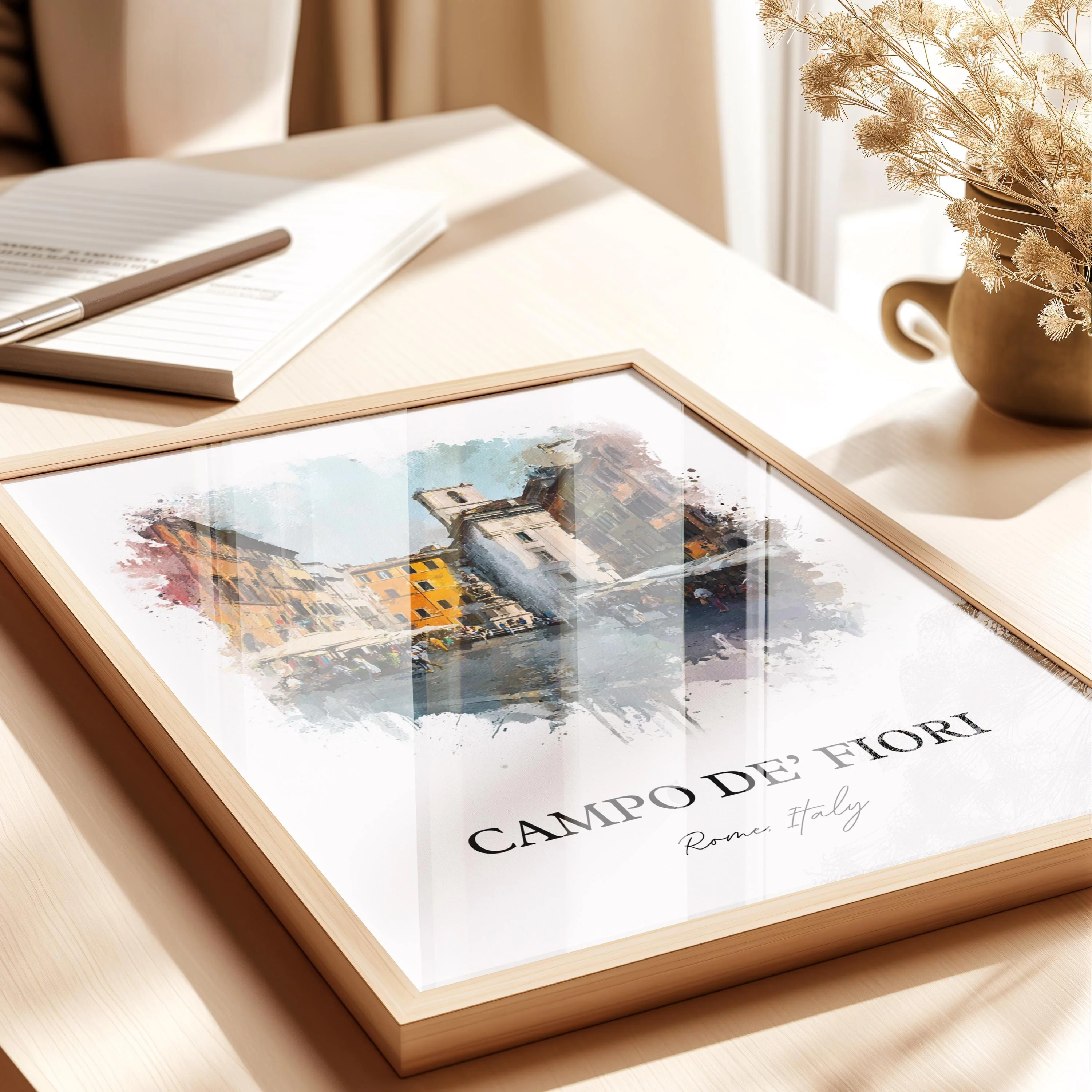Campo de' Fiori, Italy – Watercolor Art Print - Image 2