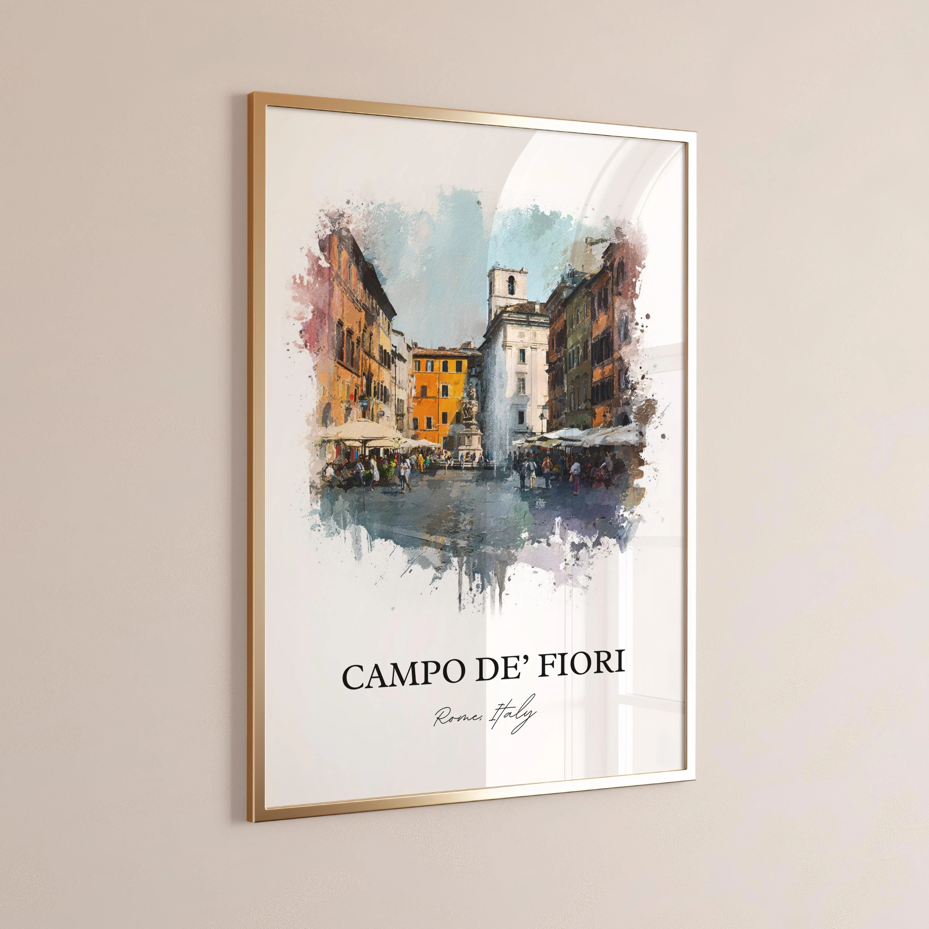 Campo de' Fiori, Italy – Watercolor Art Print - Image 5