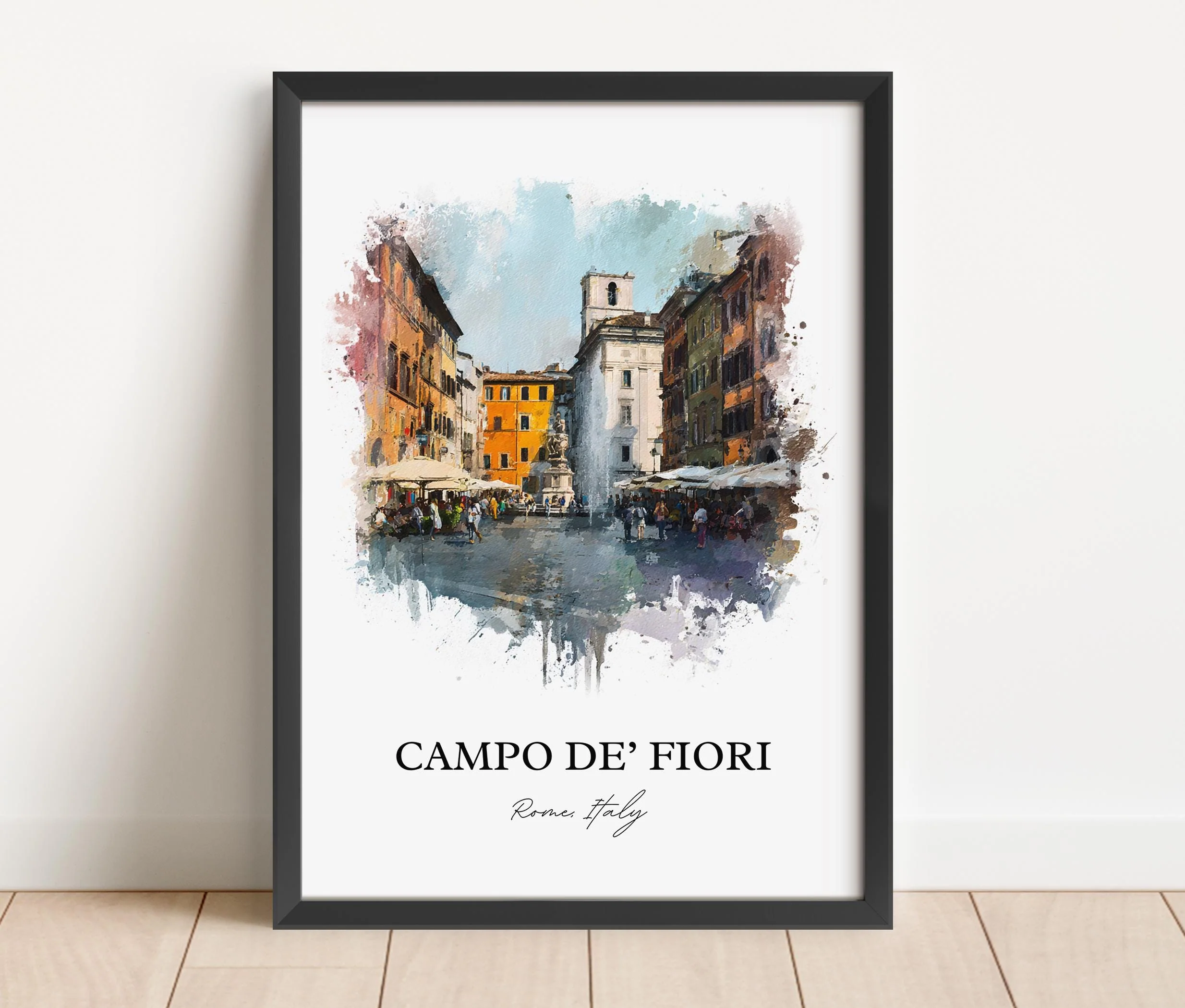 Campo de' Fiori, Italy – Watercolor Art Print - Image 7