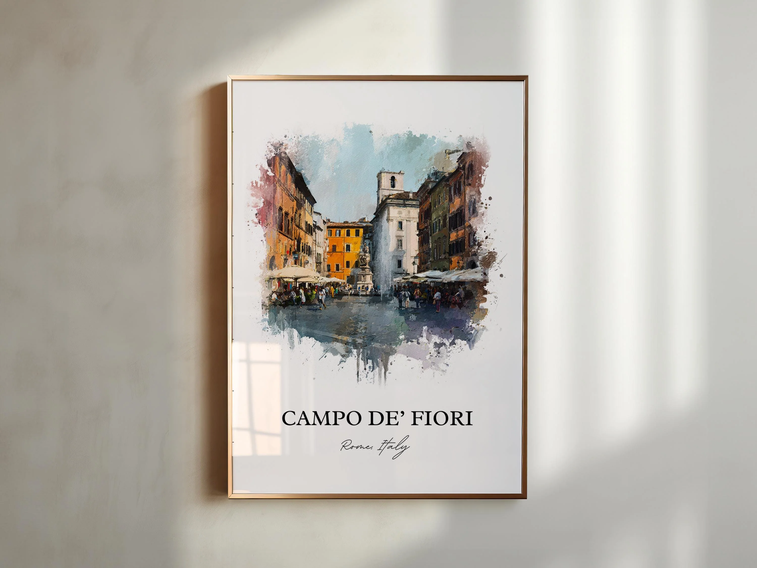 Campo de' Fiori, Italy – Watercolor Art Print - Image 8