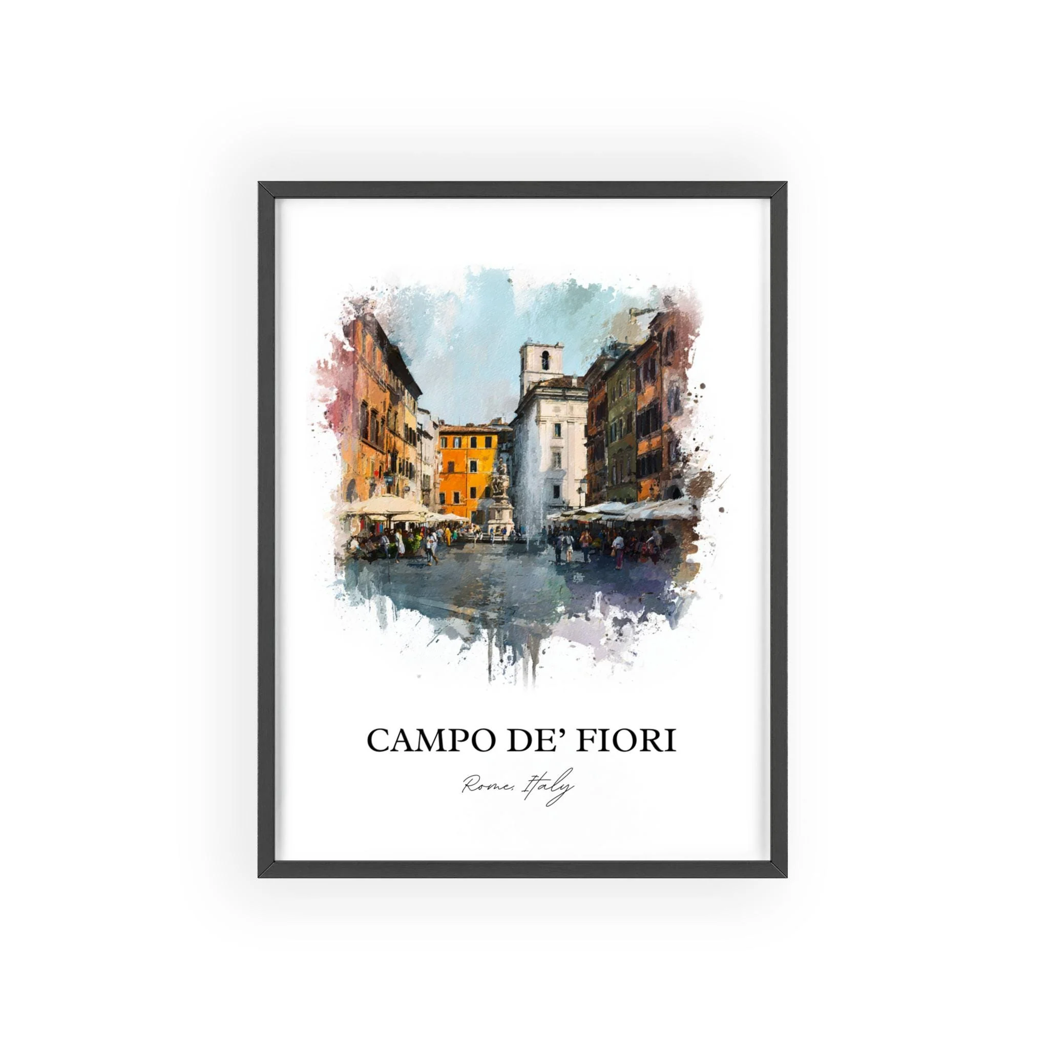 Campo de' Fiori, Italy – Watercolor Art Print - Image 9