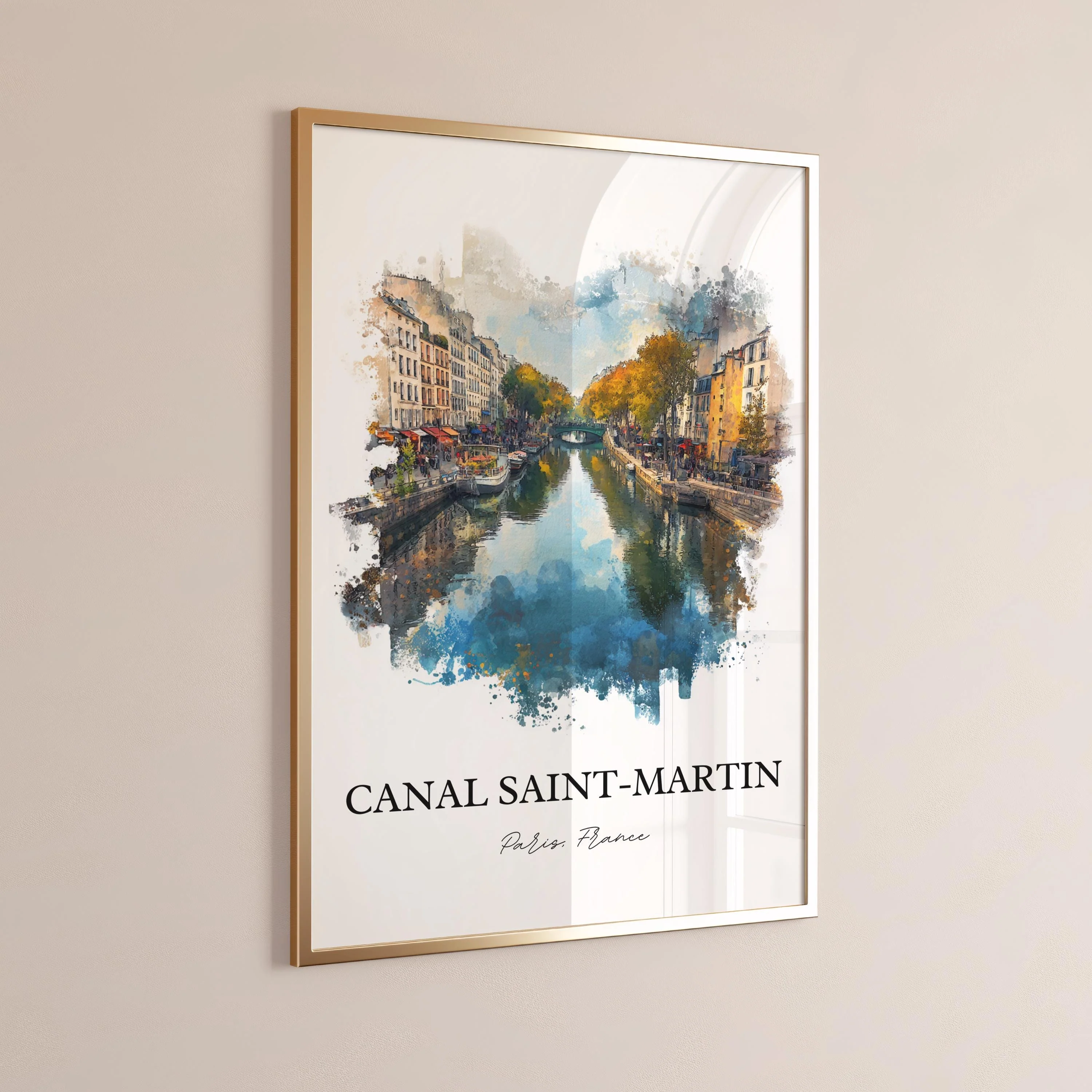 Canal Saint-Martin, France – Watercolor Art Print - Image 5