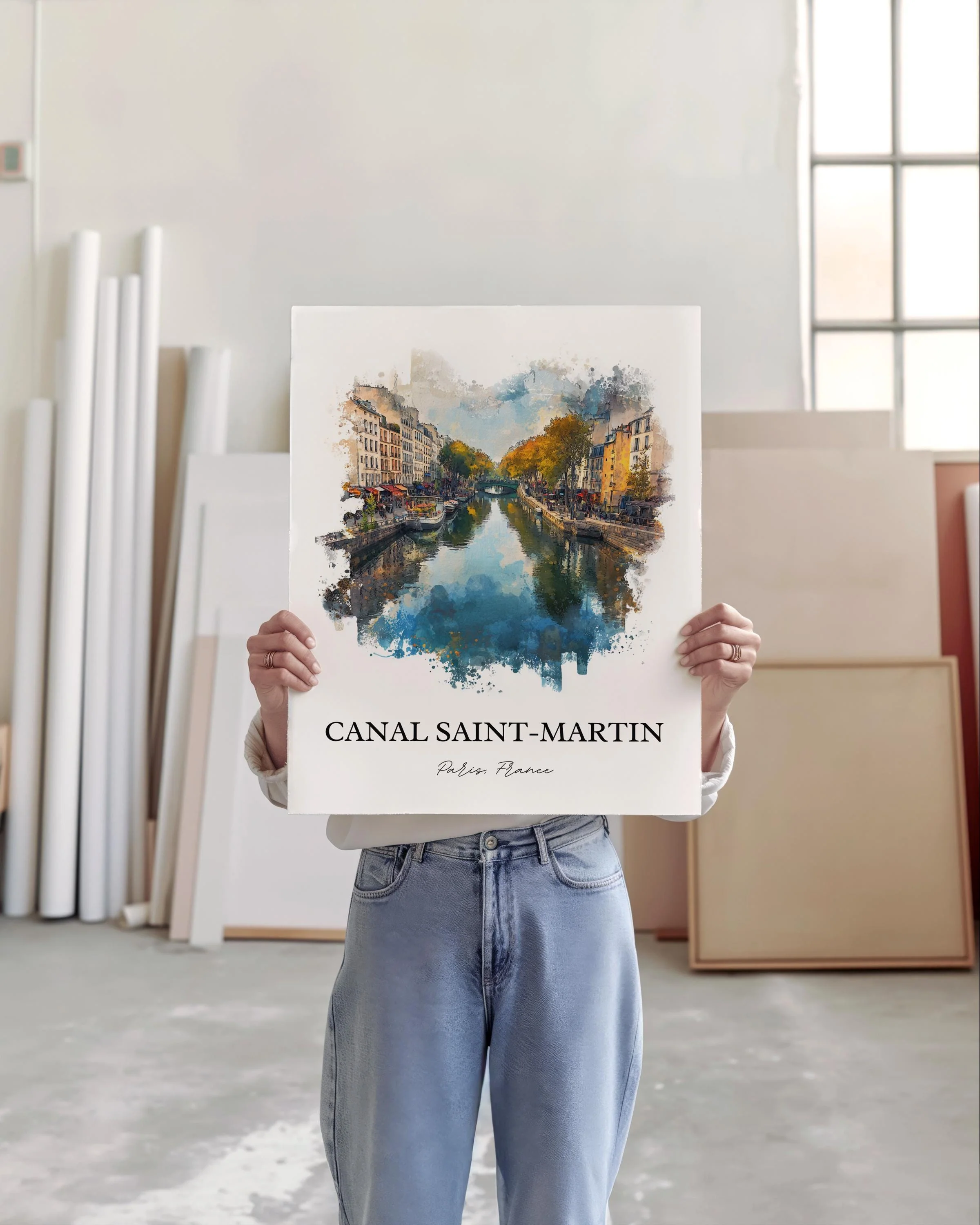 Canal Saint-Martin, France – Watercolor Art Print - Image 8