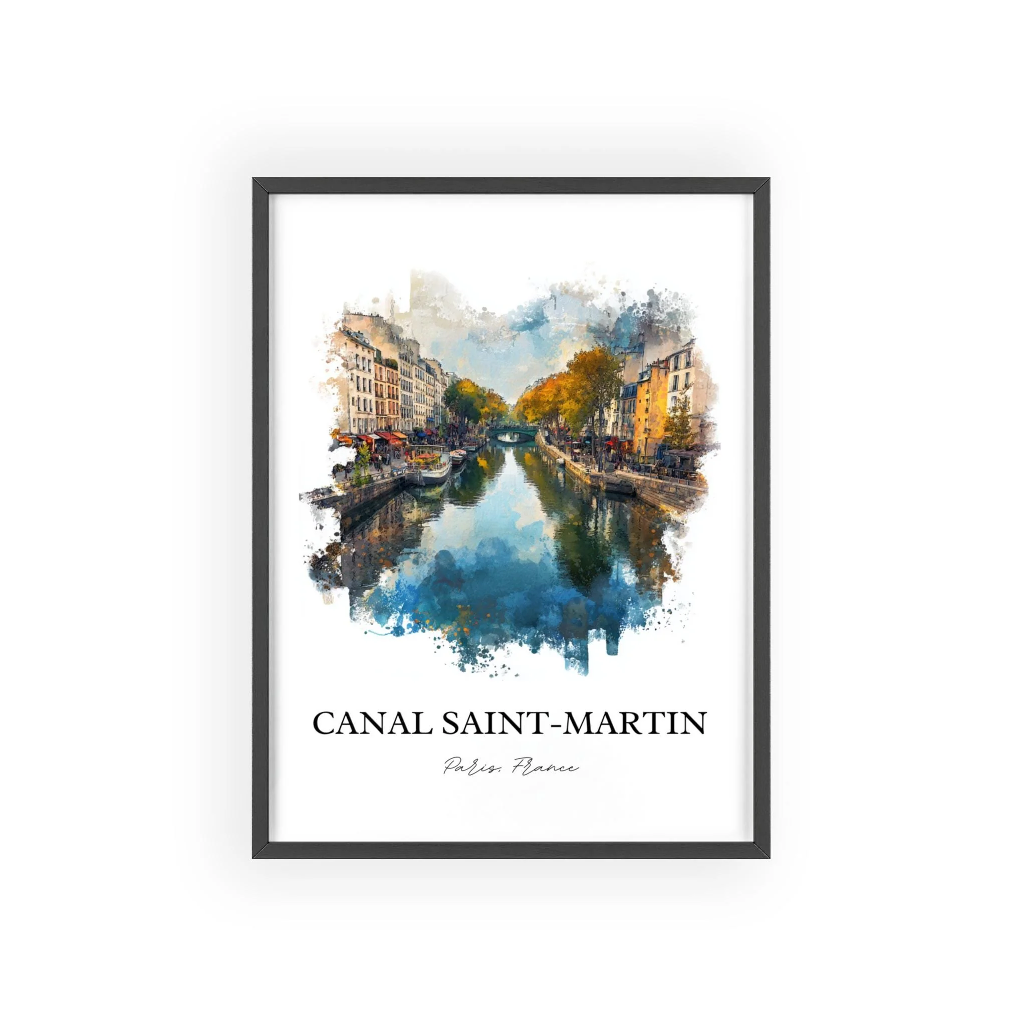 Canal Saint-Martin, France – Watercolor Art Print - Image 9