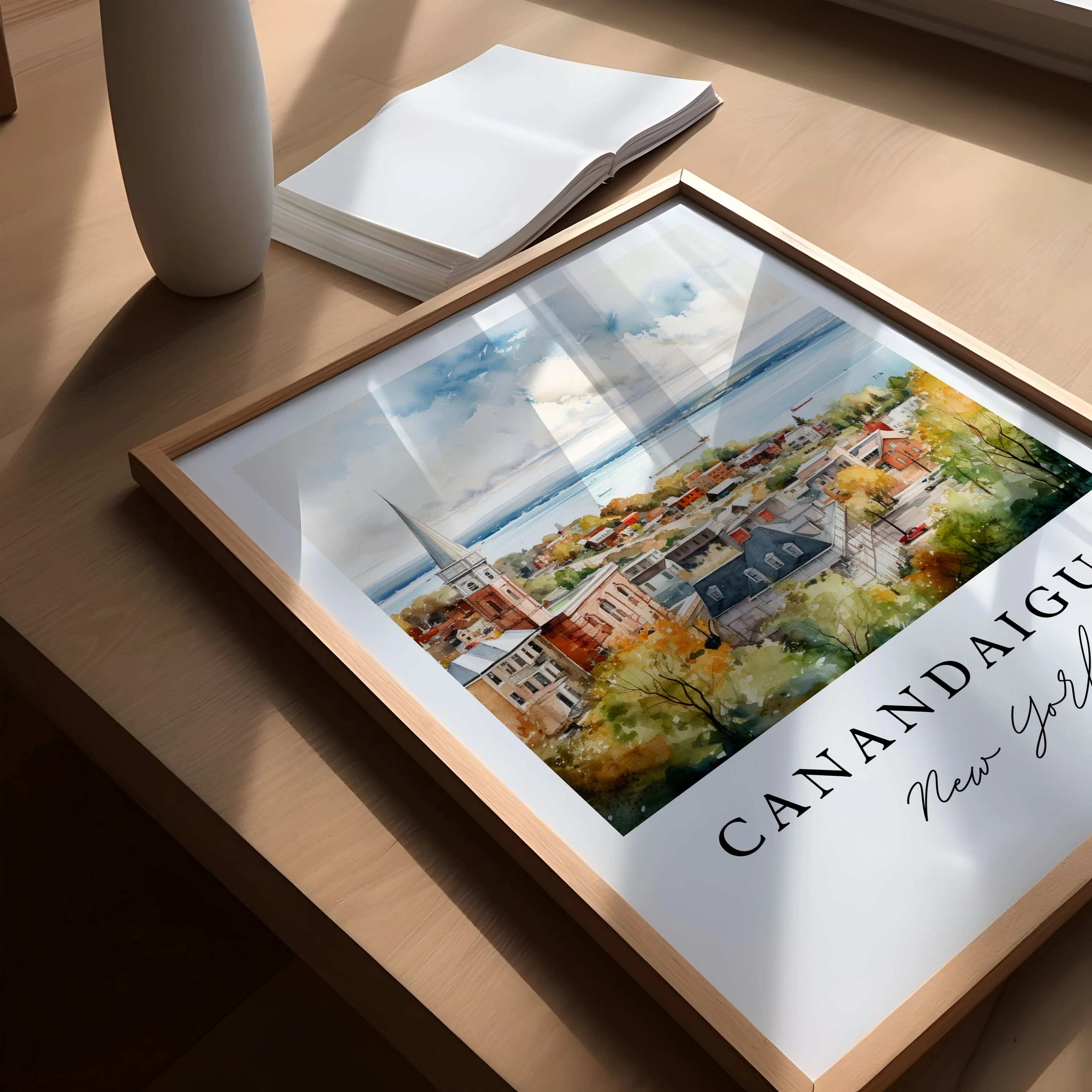Canandaigua, New York Watercolor Art Print - Image 3