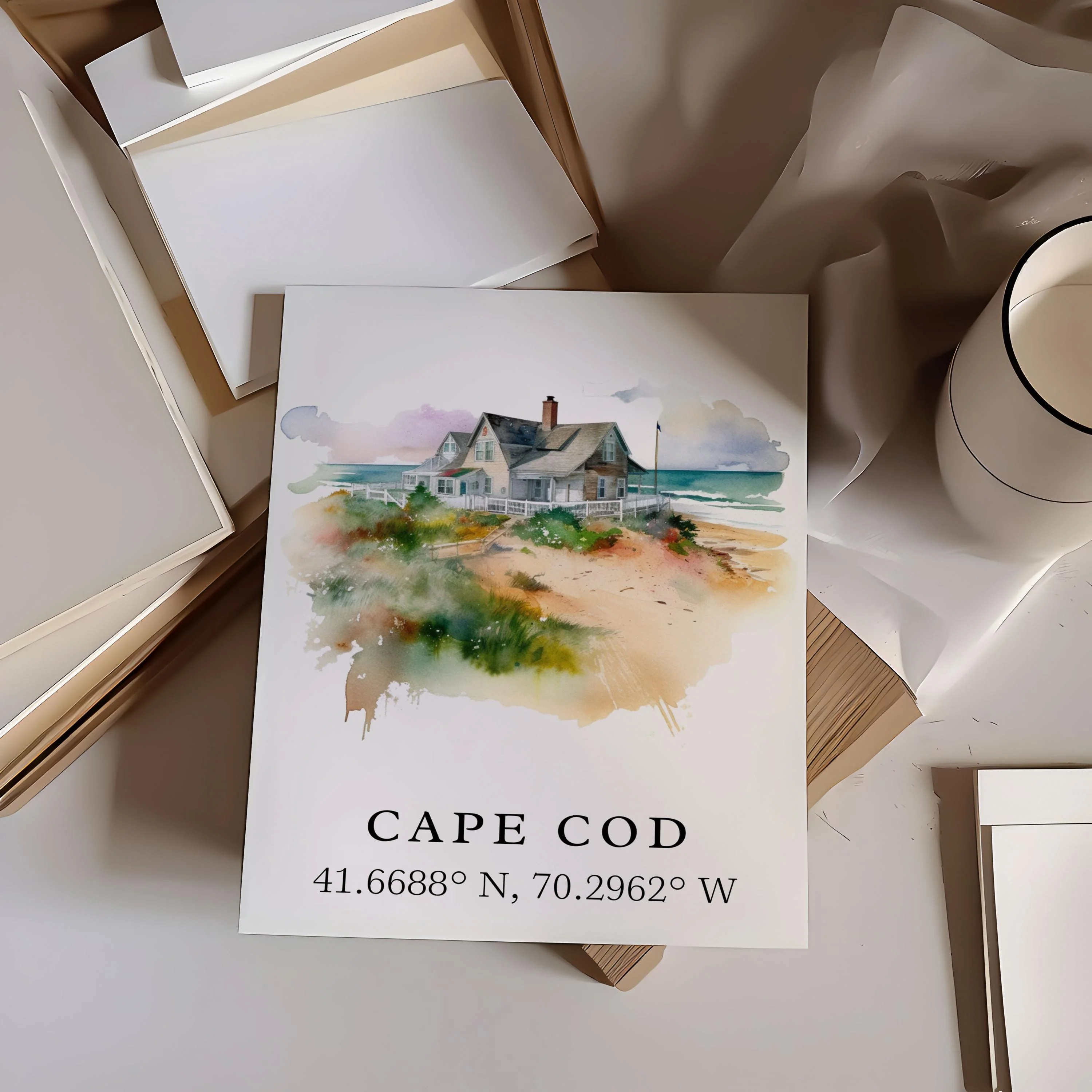 Cape Cod, MA, USA – Watercolor Art Print - Image 2