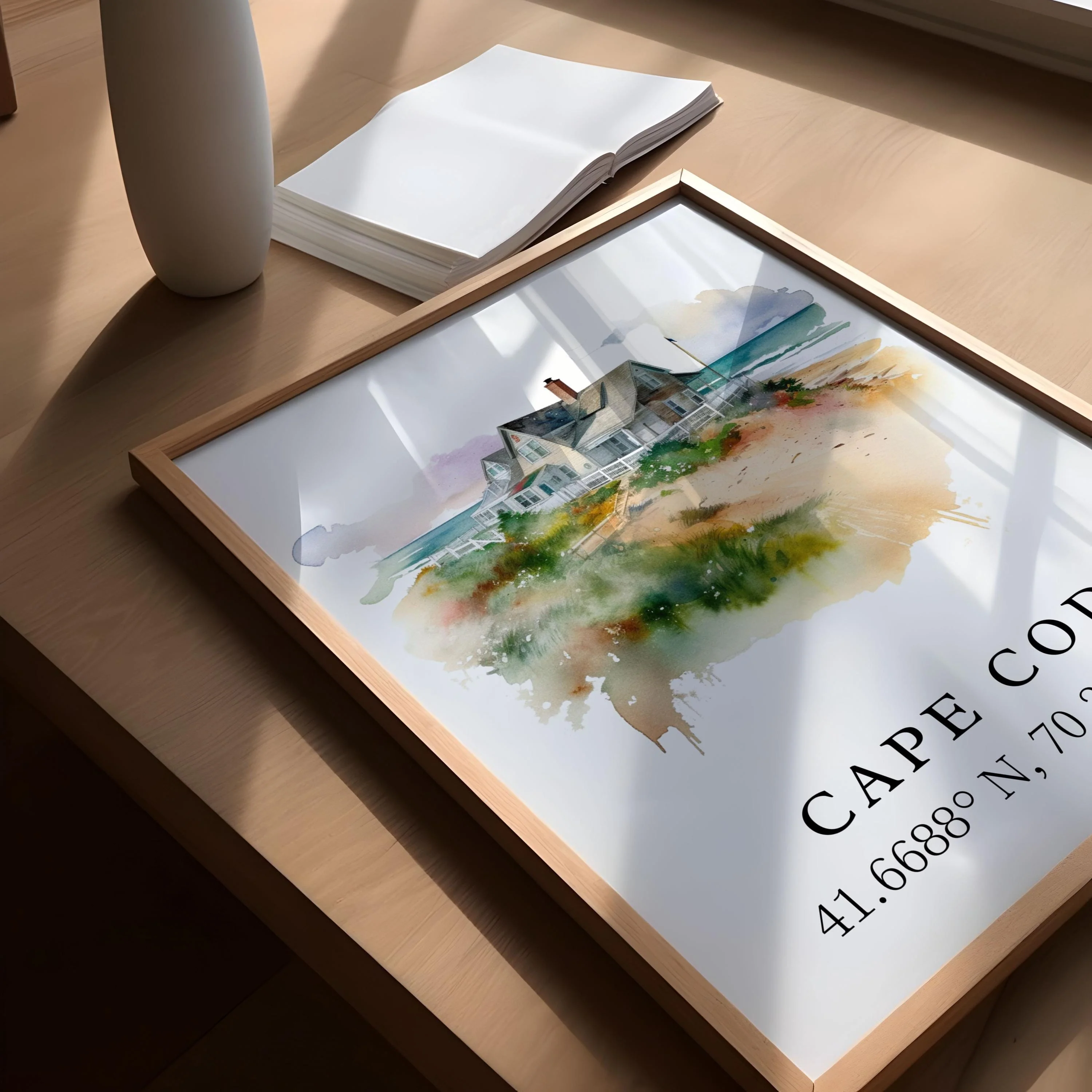 Cape Cod, MA, USA – Watercolor Art Print - Image 3