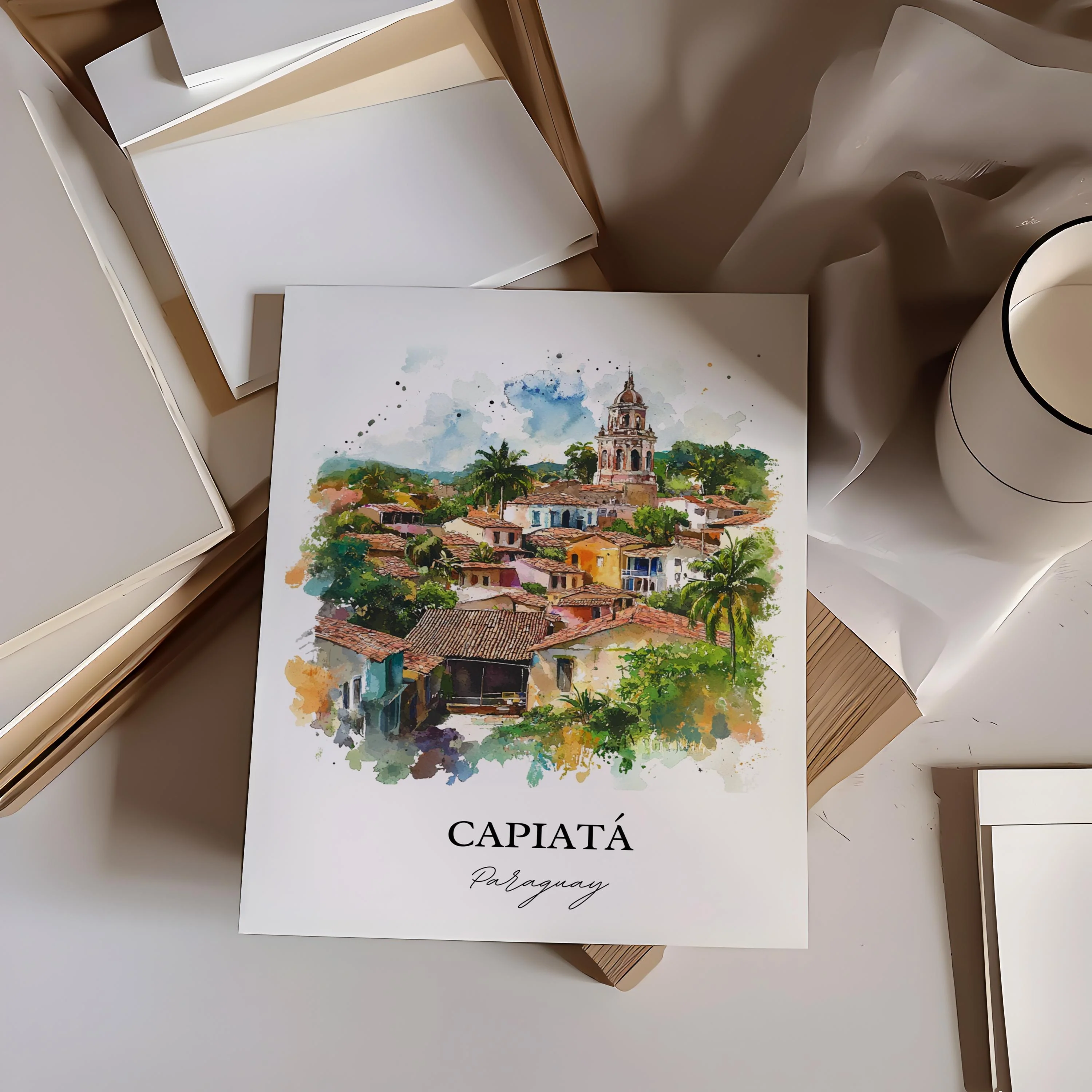 Capiatá, Paraguay – Watercolor Art Print - Image 6