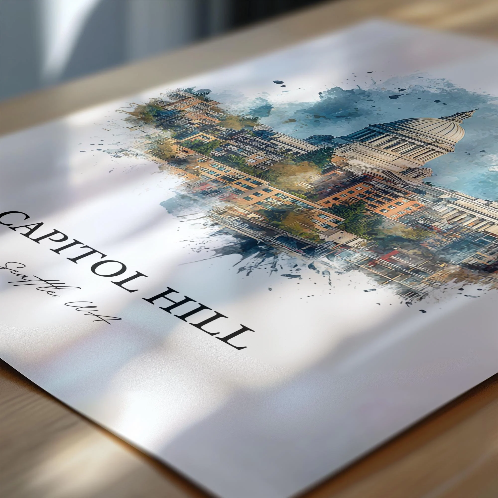 Capitol Hill, Seattle WA – Watercolor Art Print - Image 2