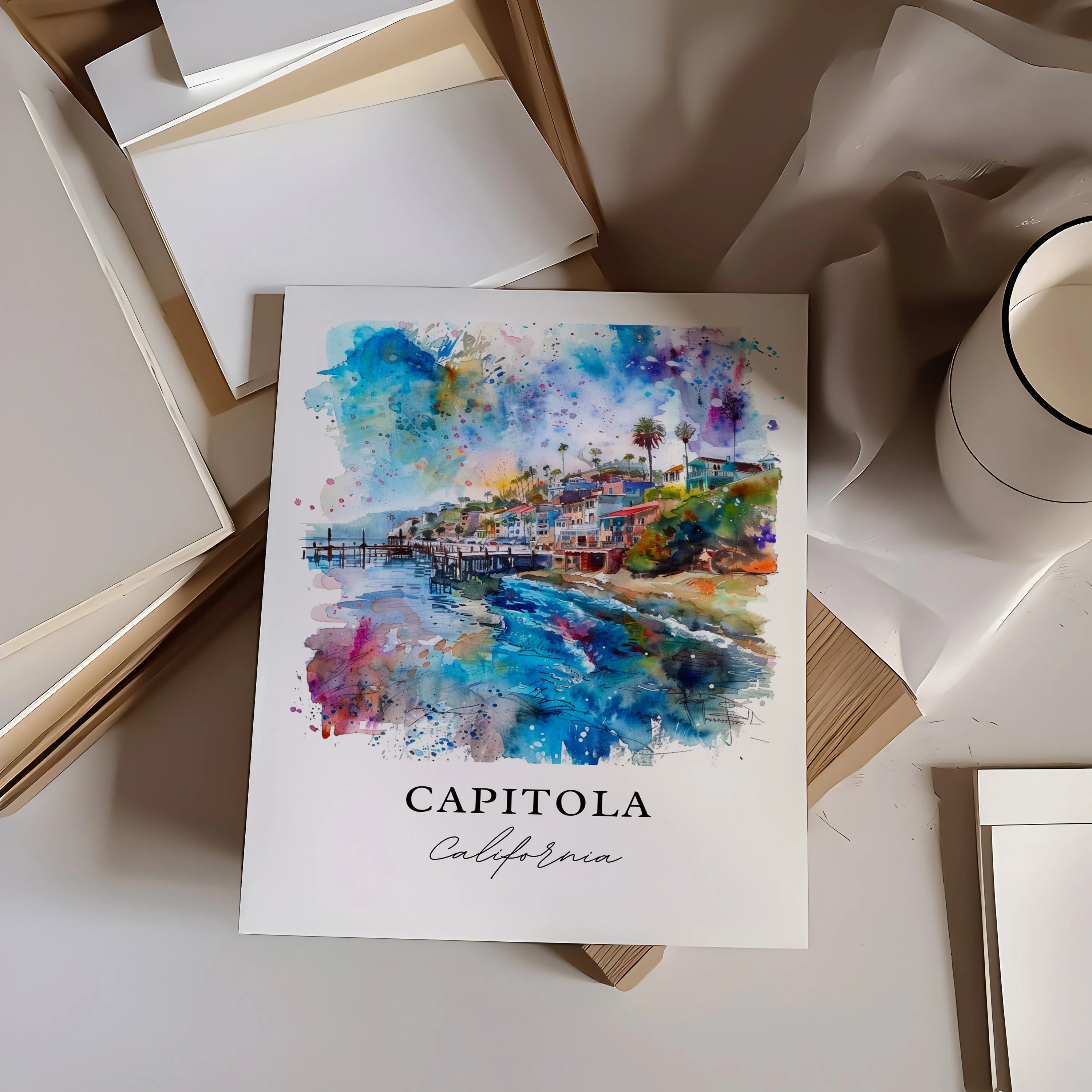 Capitola, California – Watercolor Art Print - Image 2