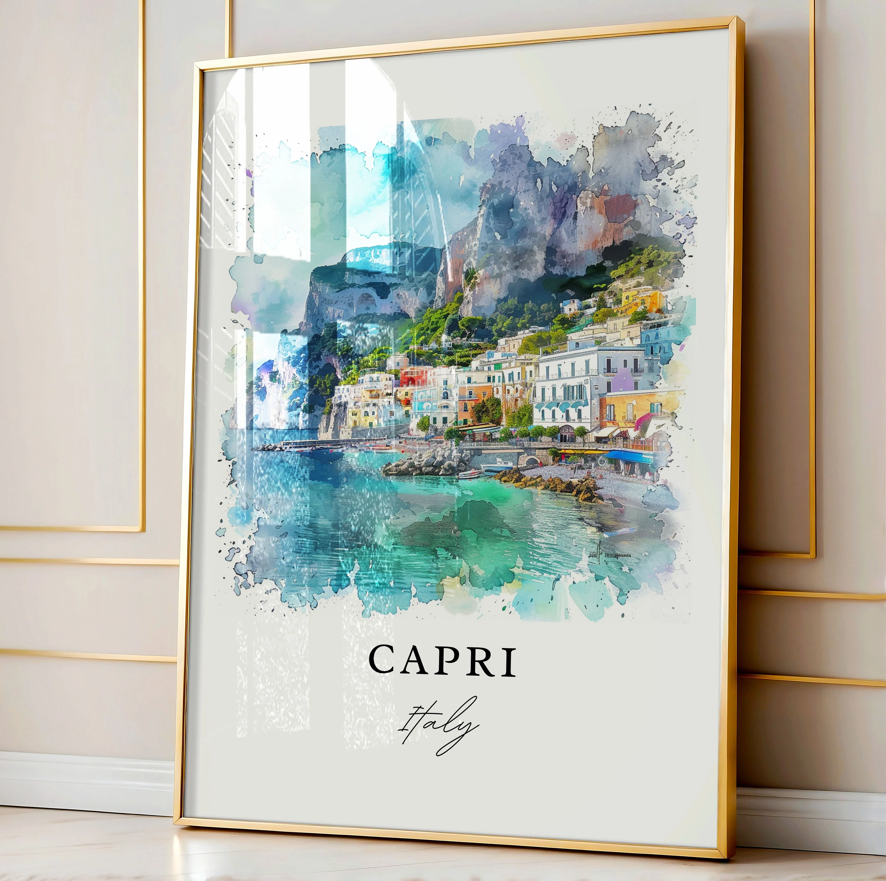Capri, Italy – Watercolor Art Print of Bay of Naples - Image 5