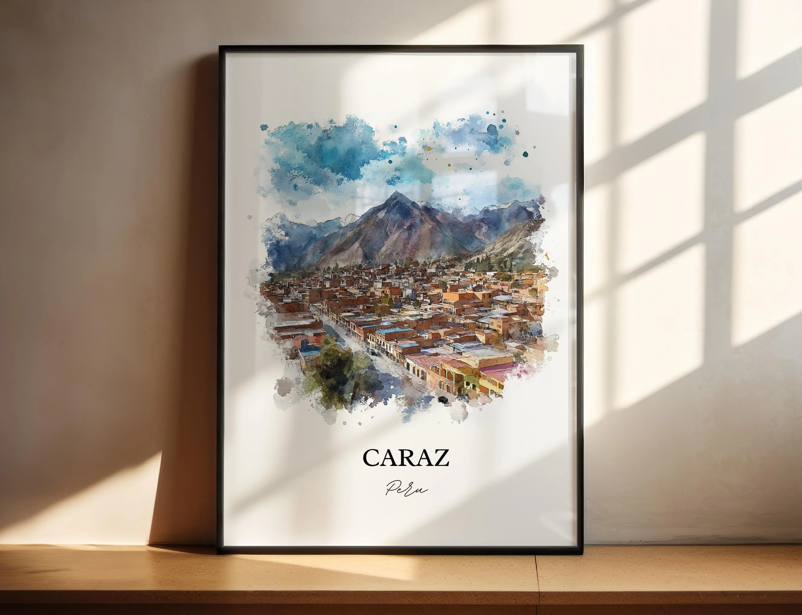Caraz, Peru – Huaylas Region Watercolor Art Print