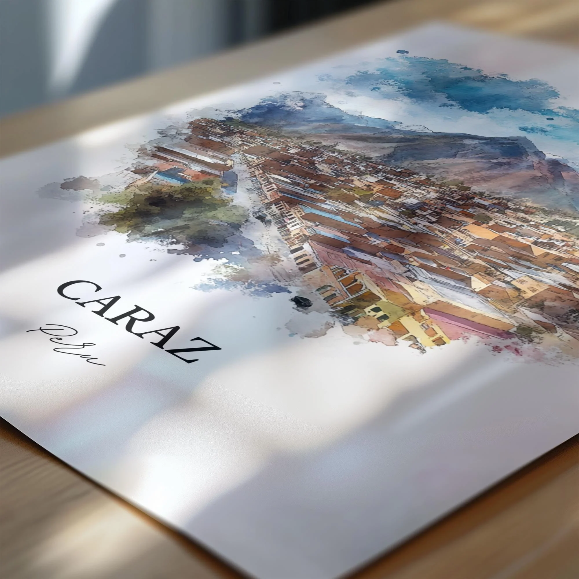 Caraz, Peru – Huaylas Region Watercolor Art Print - Image 2
