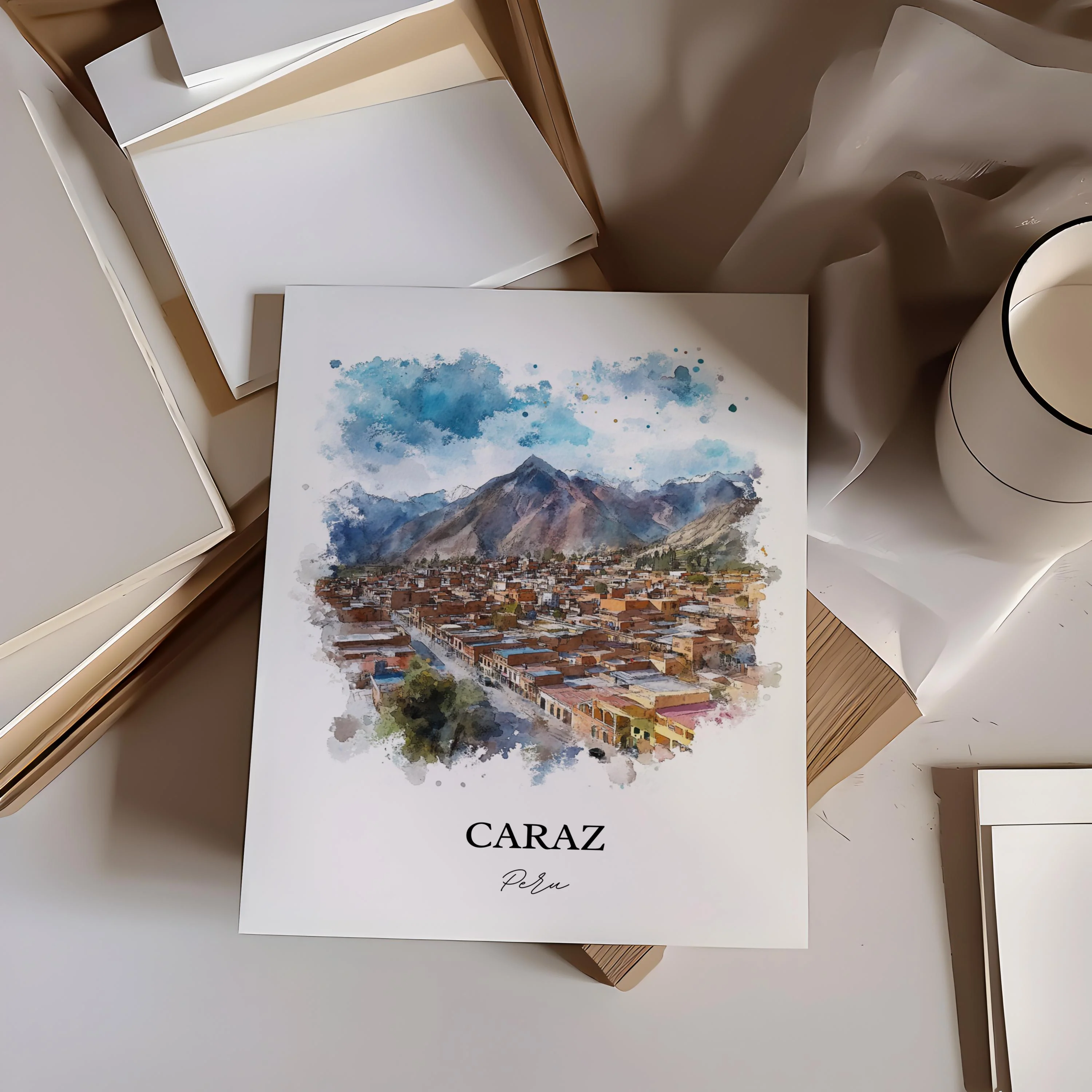 Caraz, Peru – Huaylas Region Watercolor Art Print - Image 5