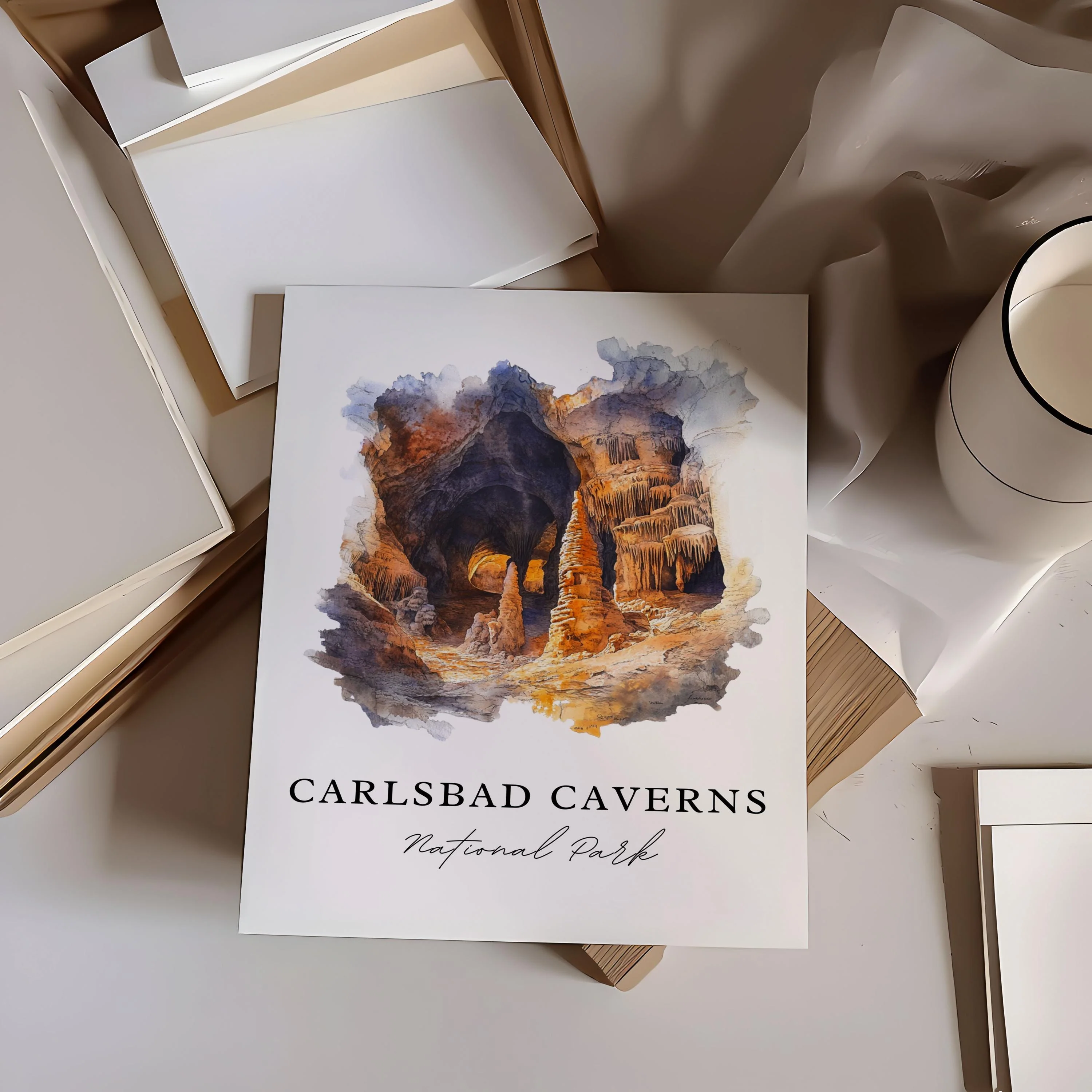 Carlsbad Caverns, USA – Watercolor Art Print - Image 2