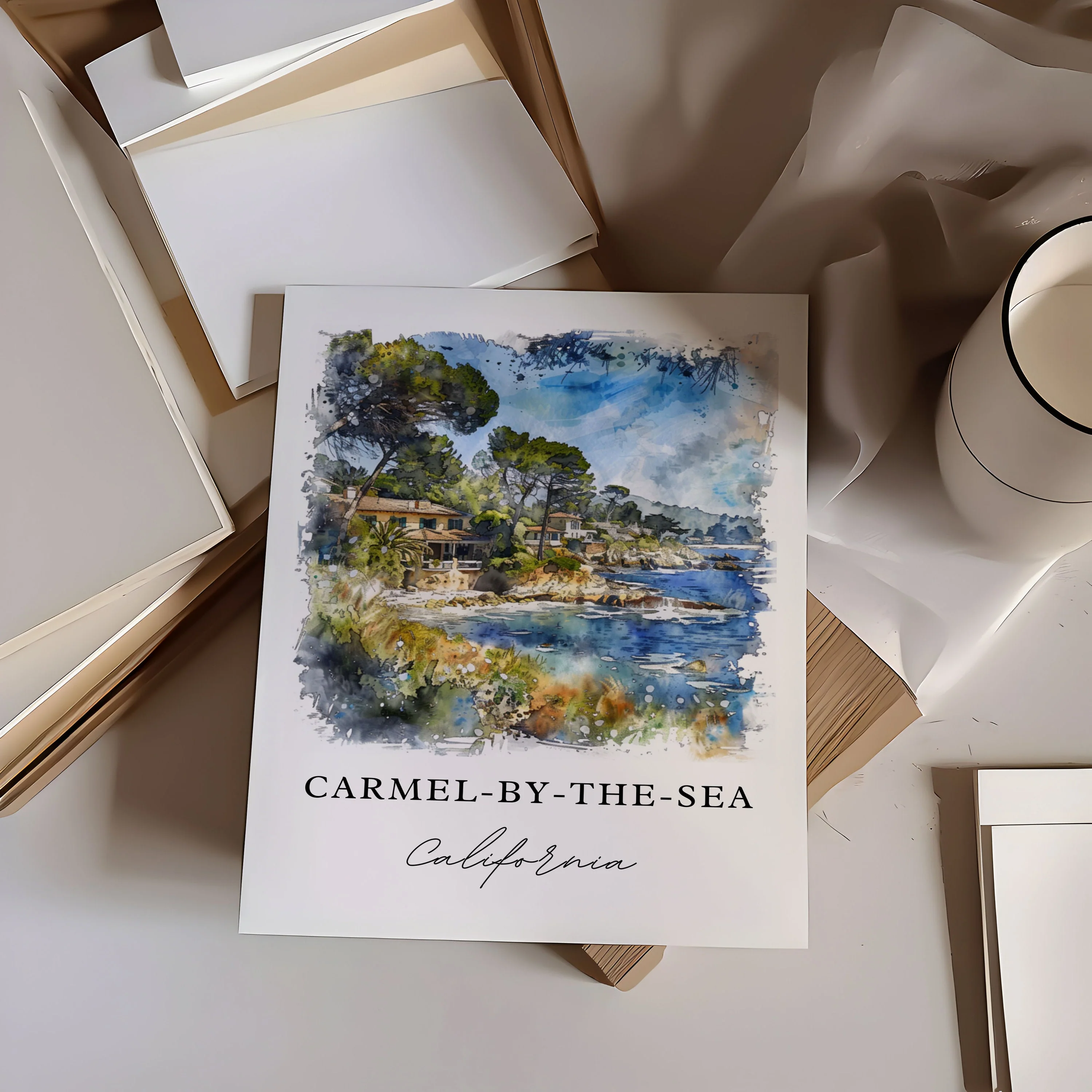 Carmel-by-the-Sea, USA – Watercolor Art Print - Image 3