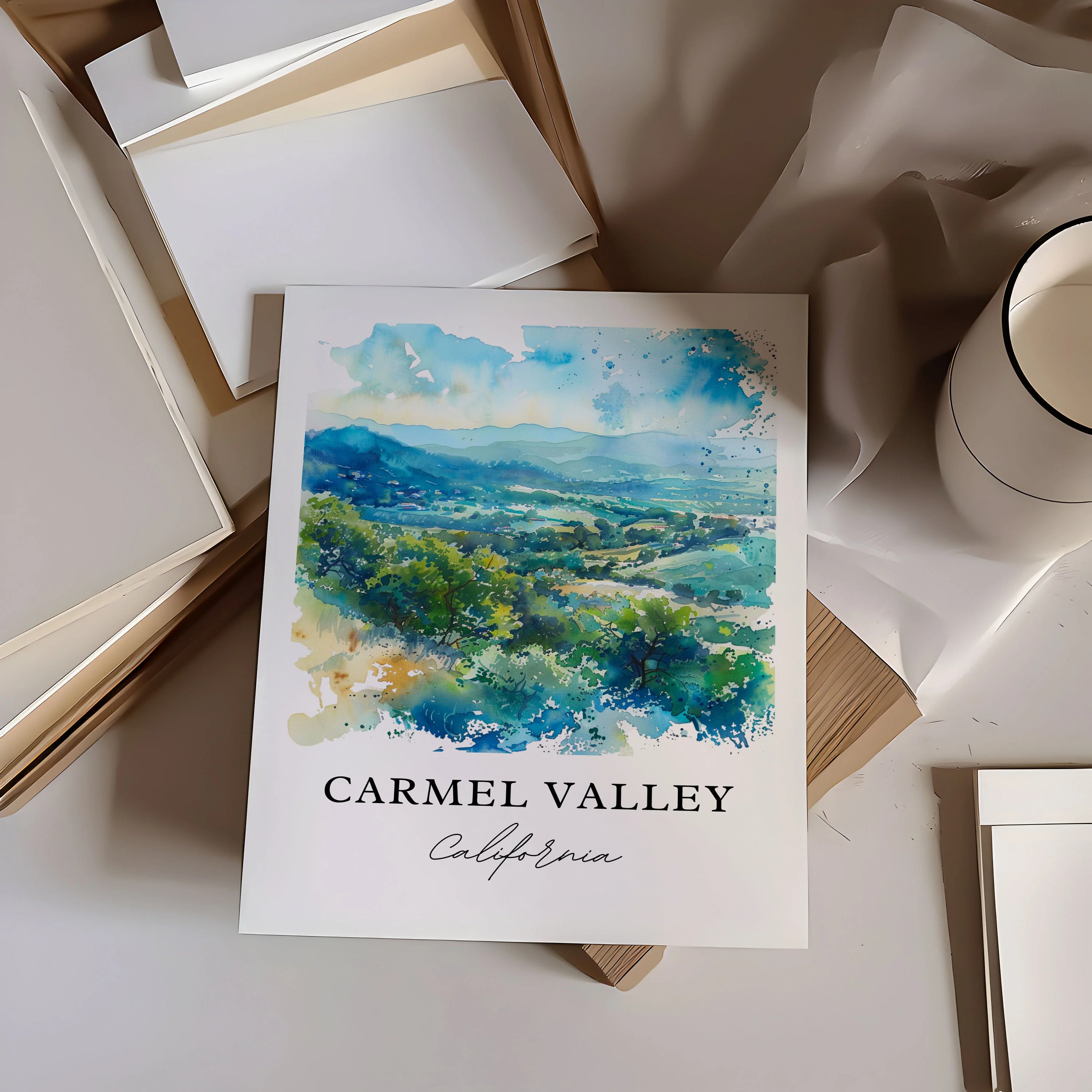 Carmel Valley, California – Watercolor Art Print - Image 3
