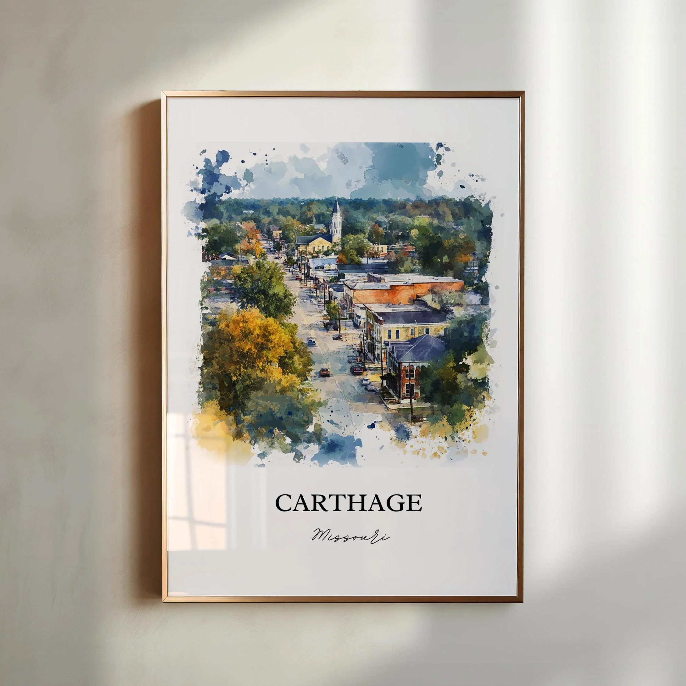 Carthage, Missouri, USA – Watercolor Art Print