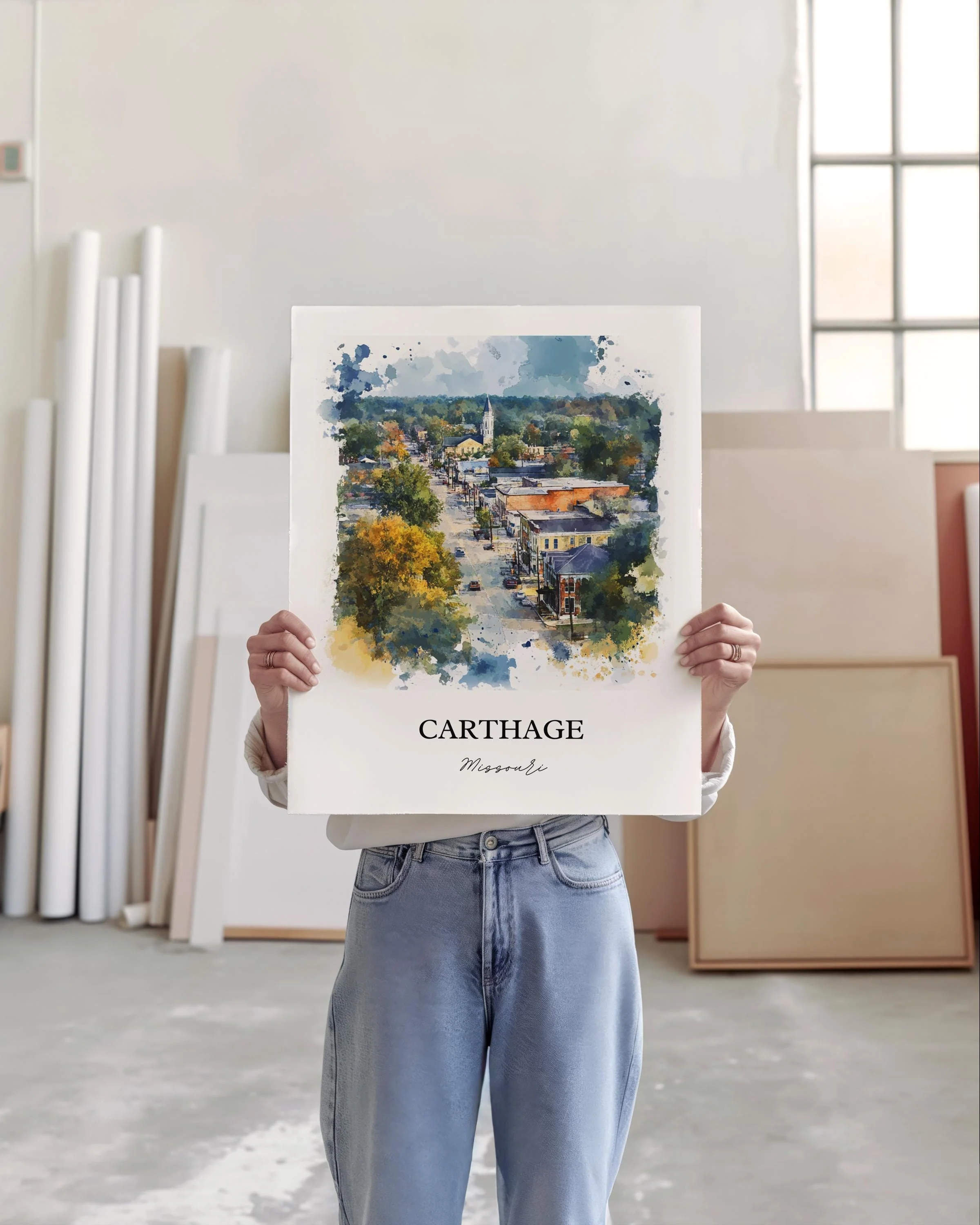 Carthage, Missouri, USA – Watercolor Art Print - Image 5