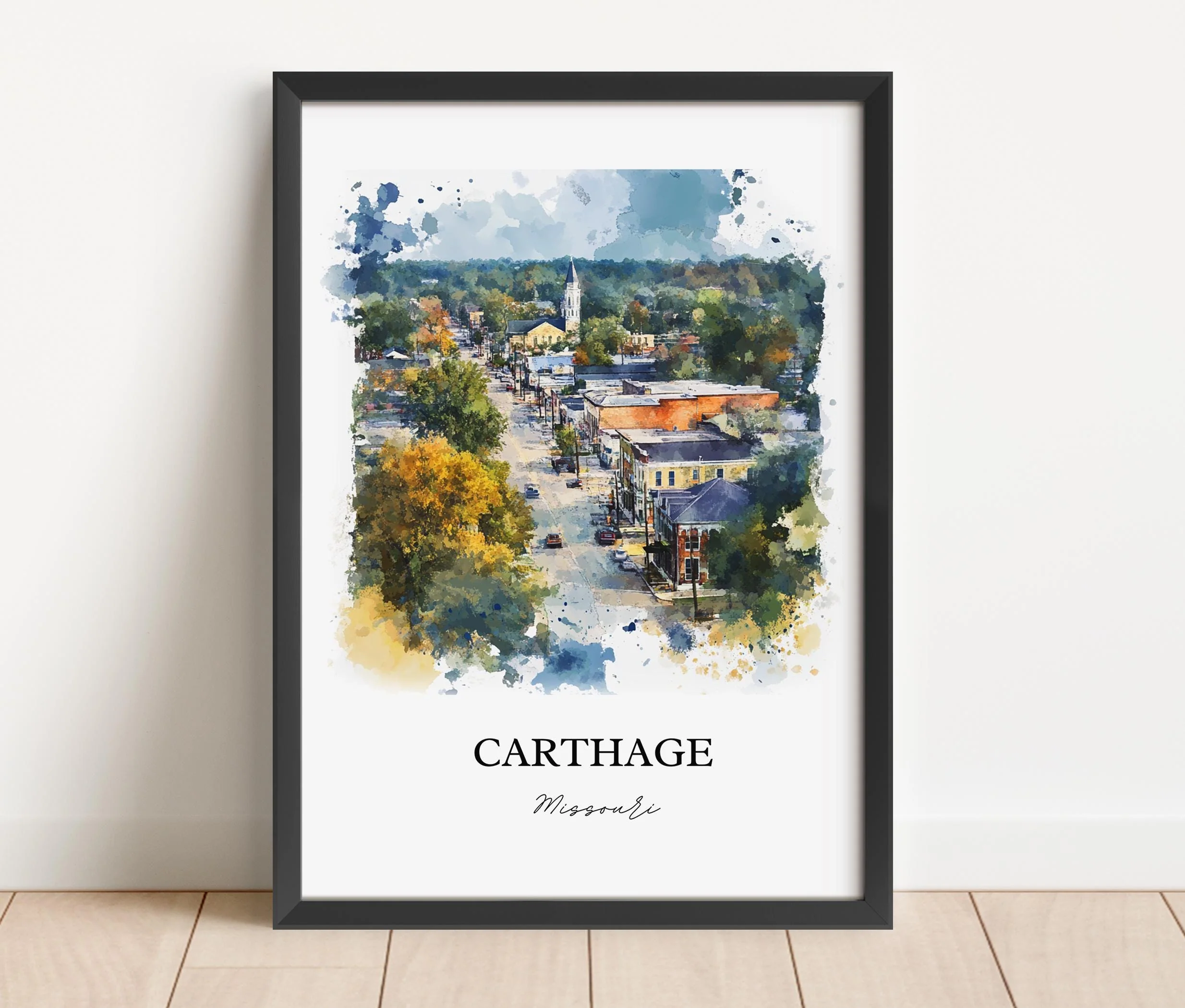 Carthage, Missouri, USA – Watercolor Art Print - Image 6