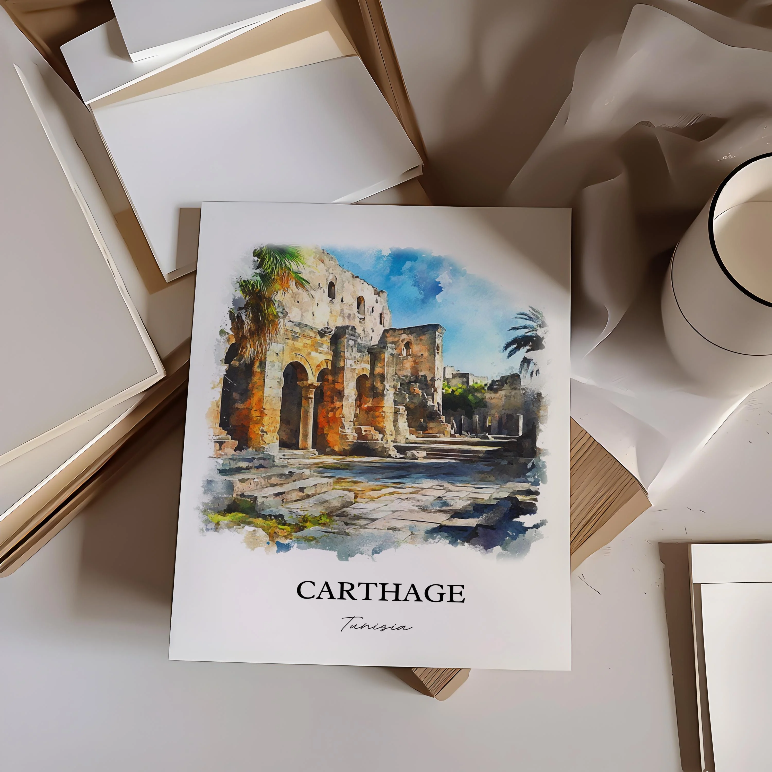 Carthage, Tunisia – Watercolor Art Print - Image 5