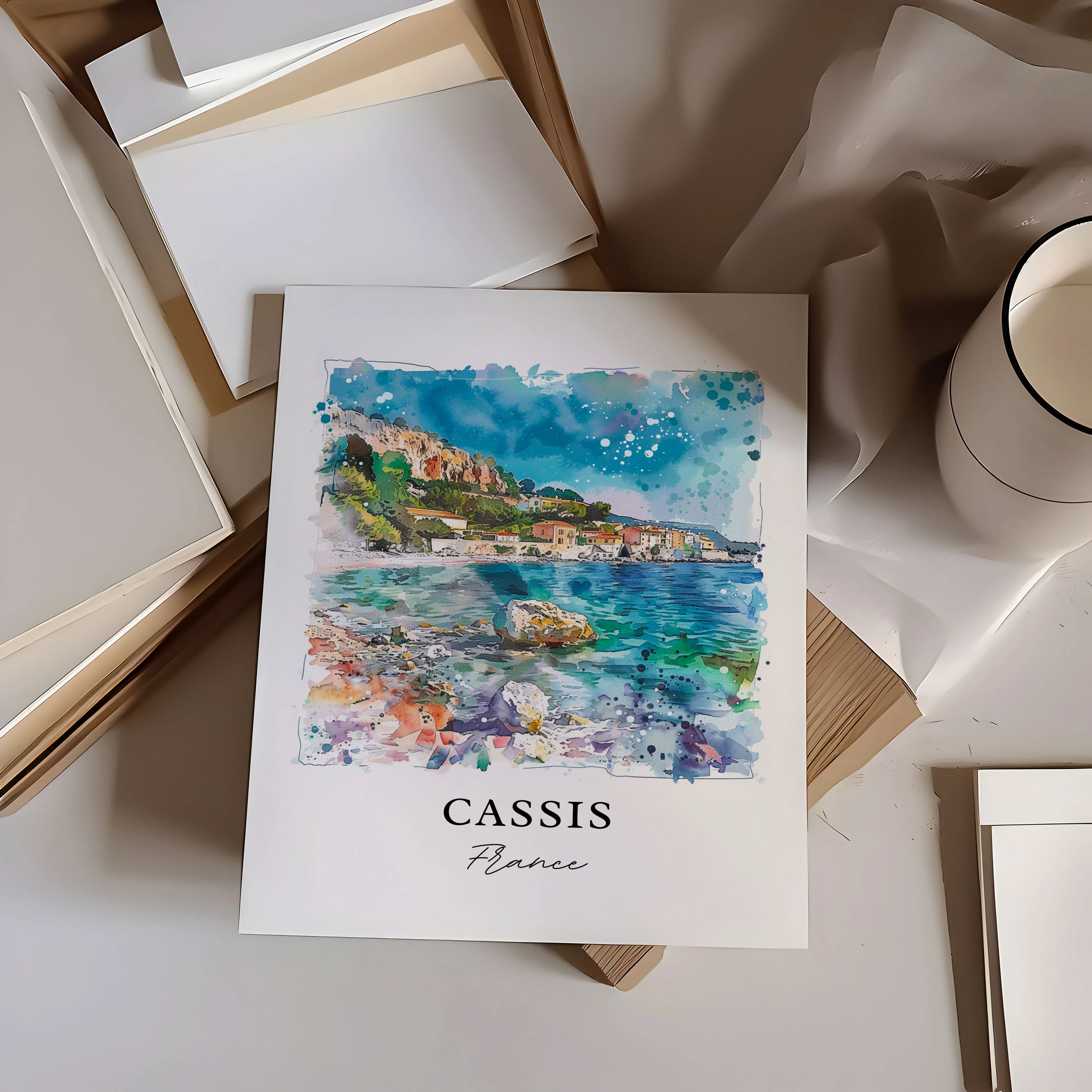 Cassis, France – Watercolor Art Print - Image 2