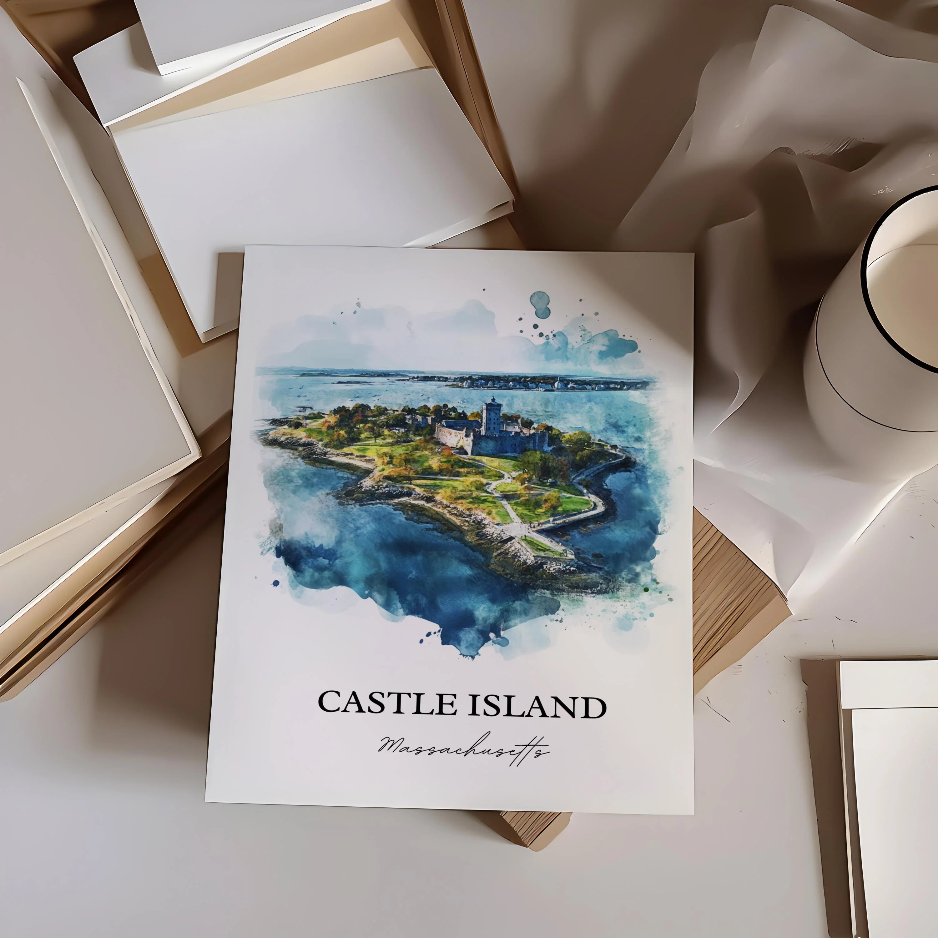 Castle Island, Massachusetts, Massachusetts – Watercolor Art Print - Image 3