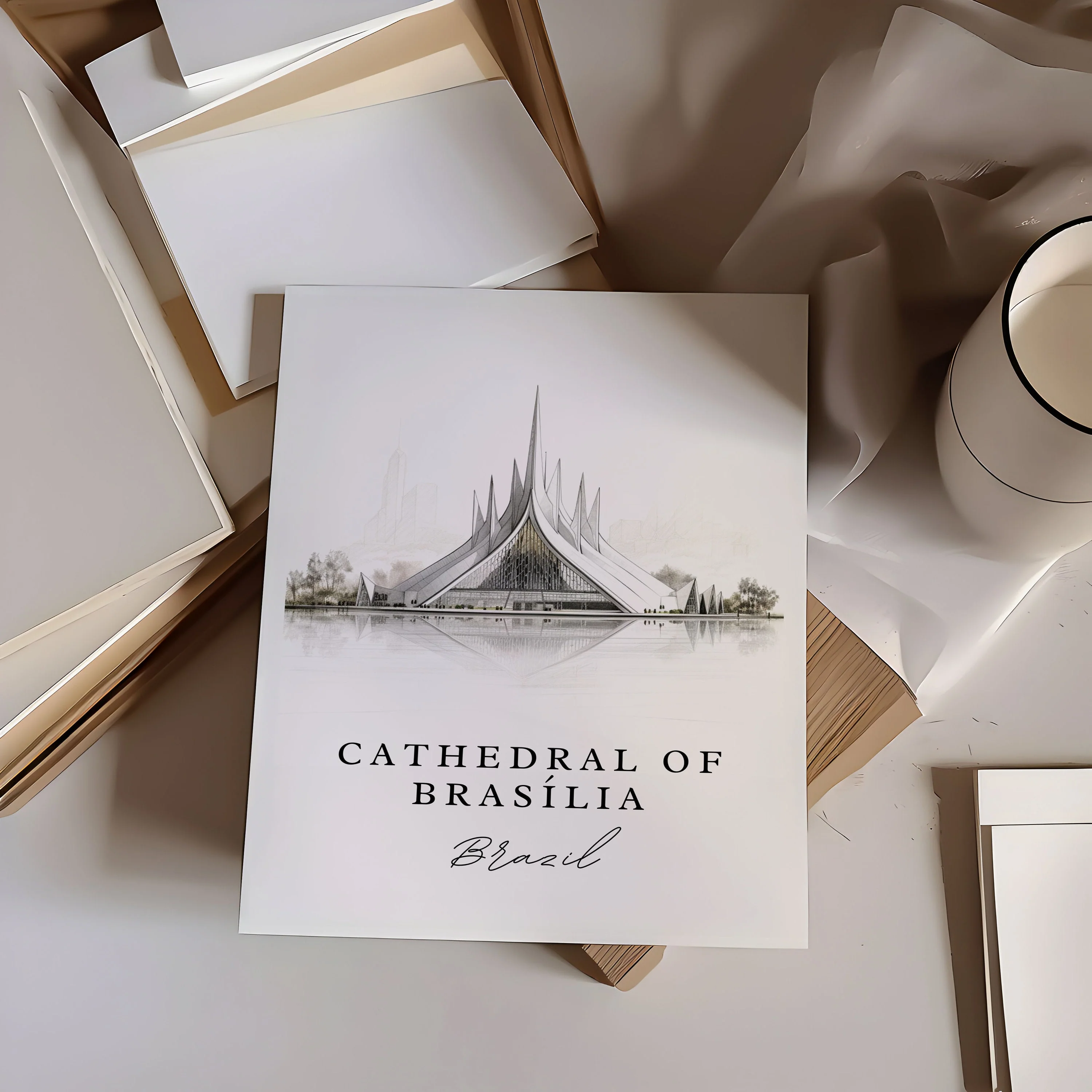 Cathedral of Brasilia, Brazil – Watercolor Art Print - Image 3