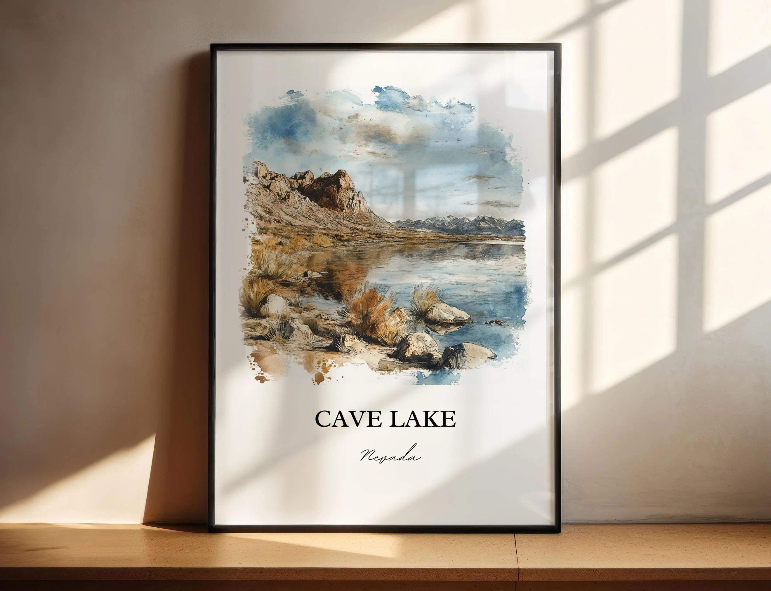 Cave Lake, Nevada, USA – Watercolor Art Print
