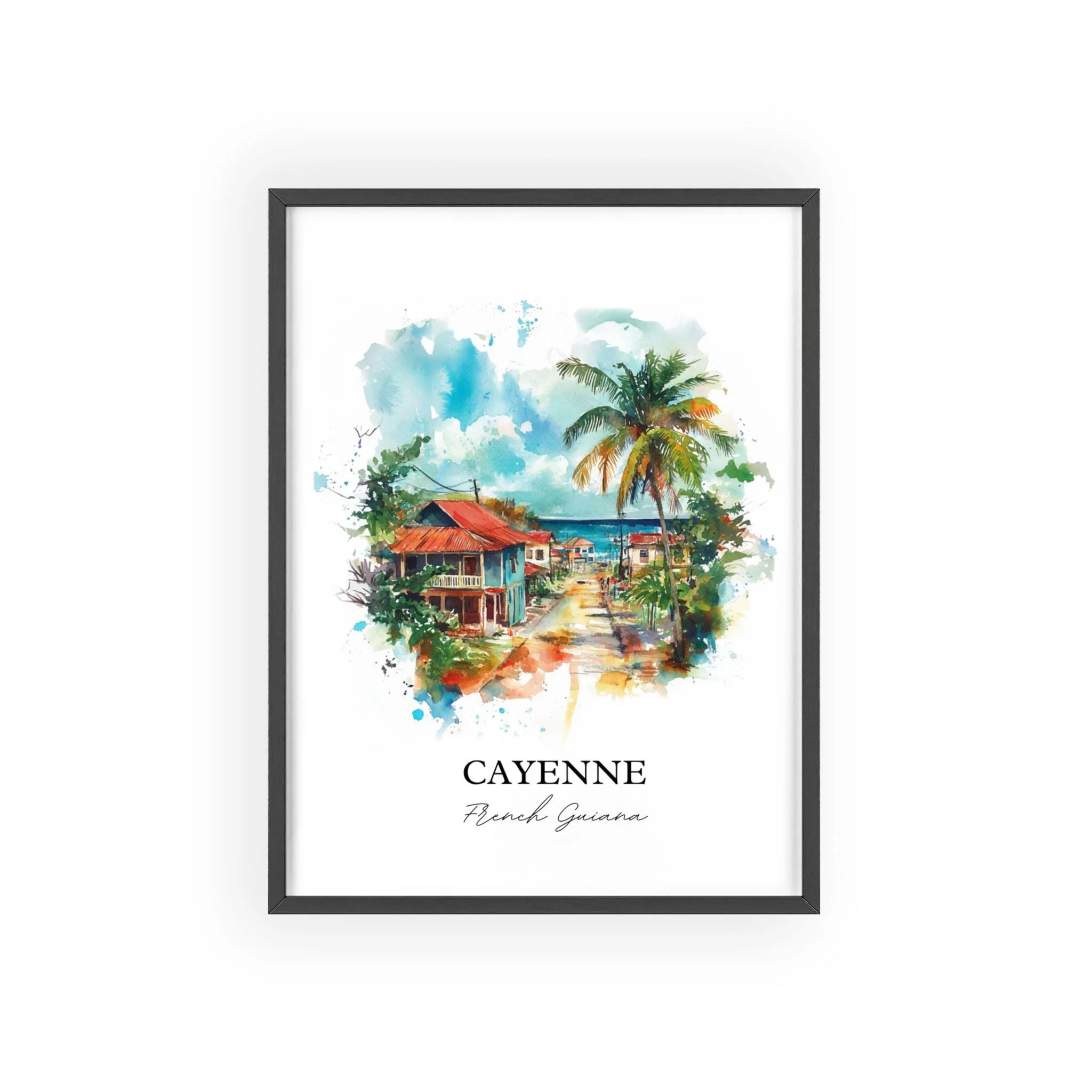 Cayenne, French Guiana – Watercolor Art Print - Image 7