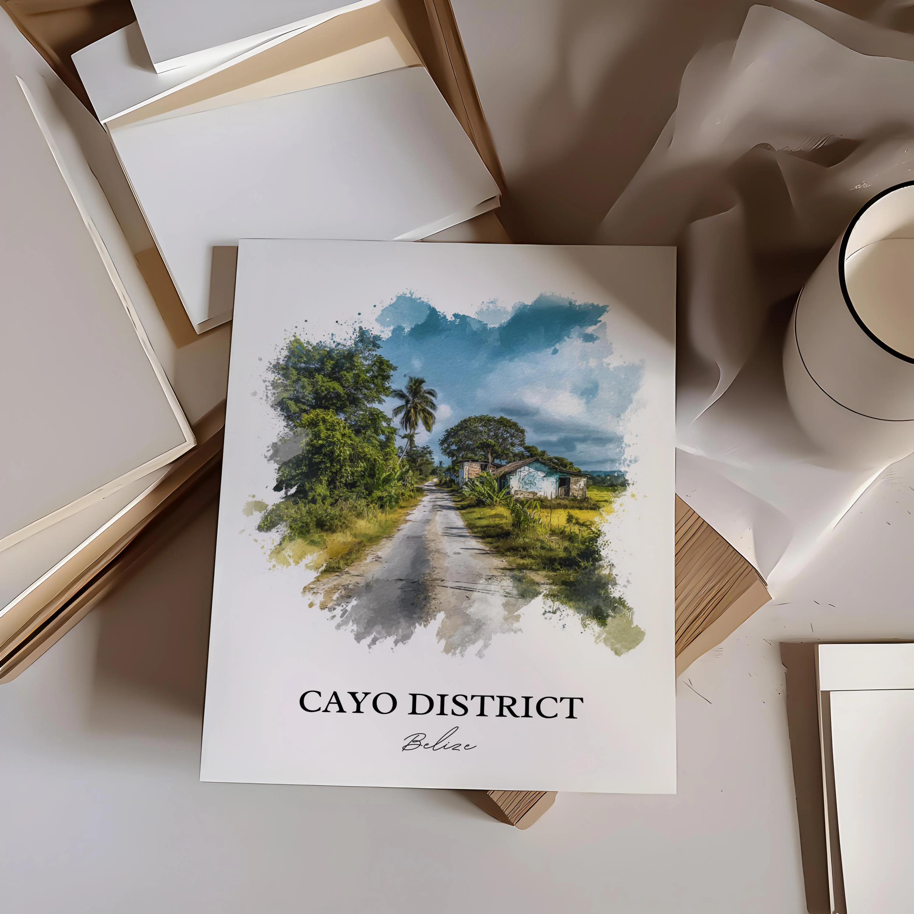 Cayo District, Honduras – Watercolor Art Print - Image 6