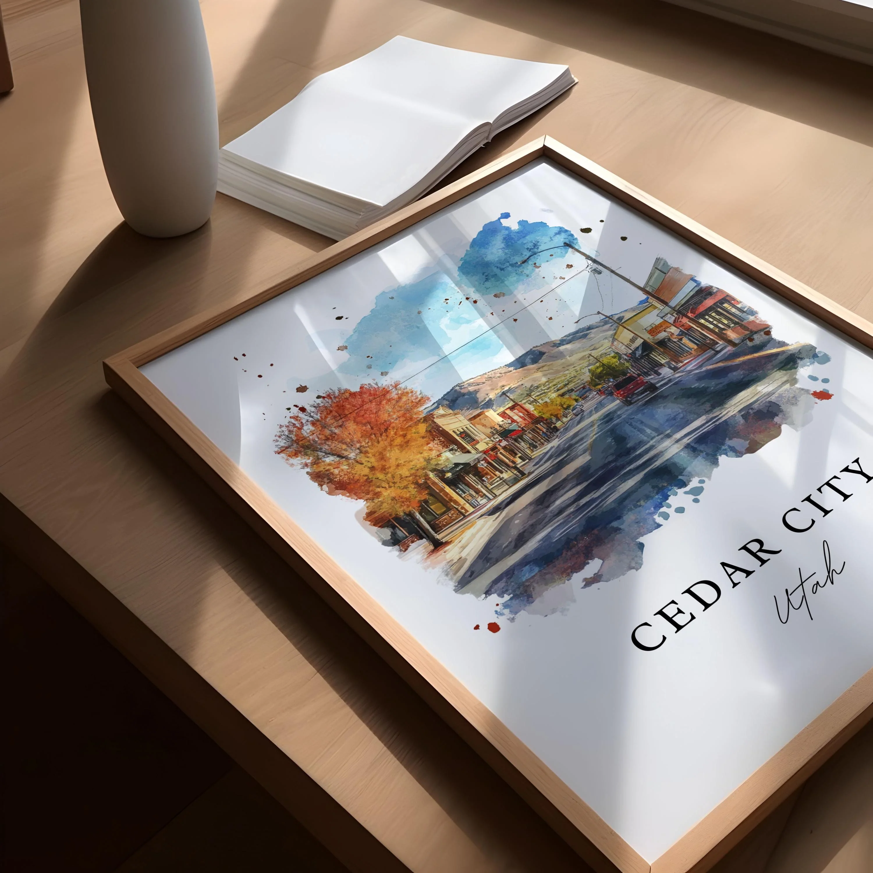 Cedar City, Utah, Utah – Watercolor Art Print - Image 3