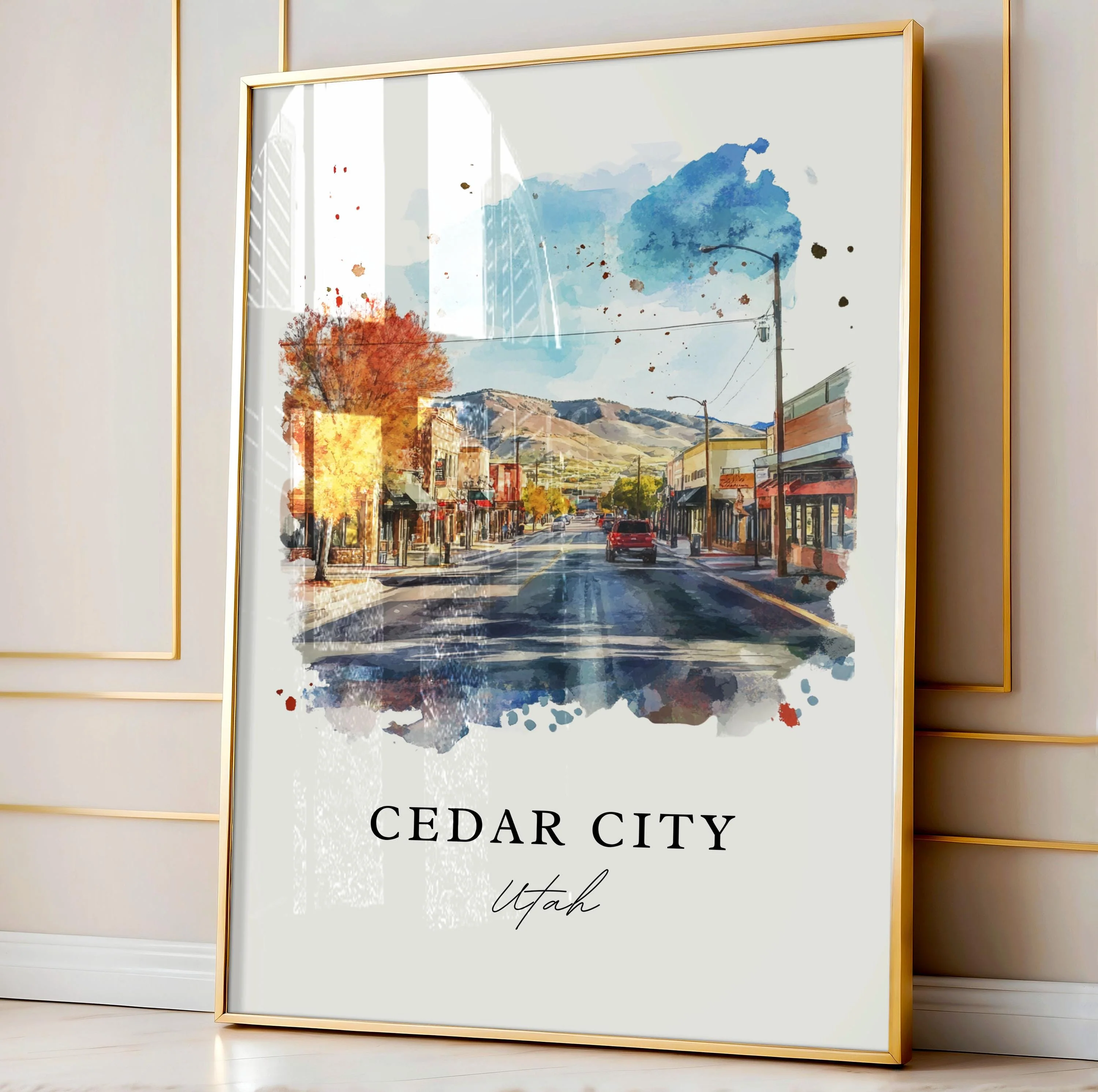 Cedar City, Utah, Utah – Watercolor Art Print - Image 4