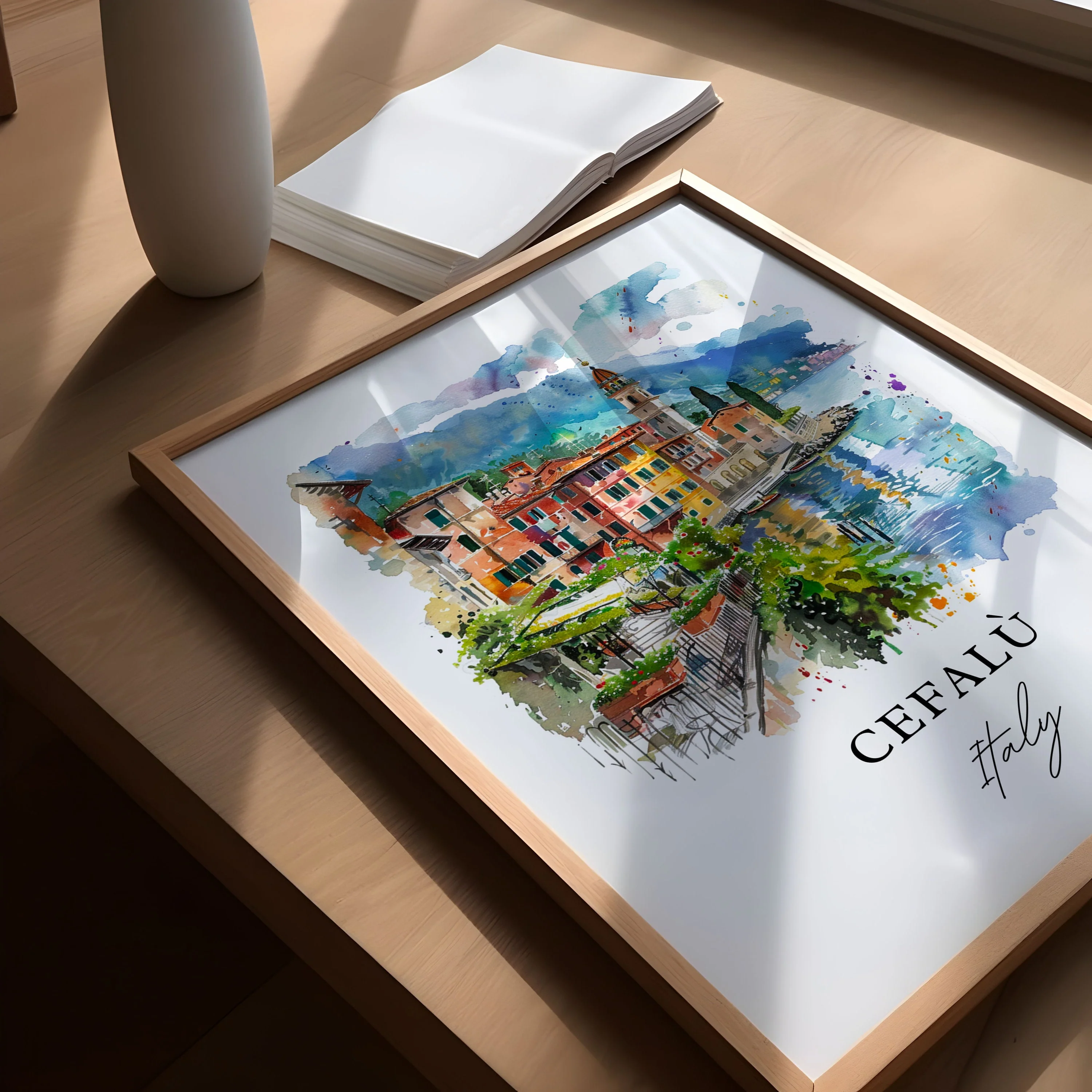 Cefalù, Italy – Watercolor Art Print - Image 3