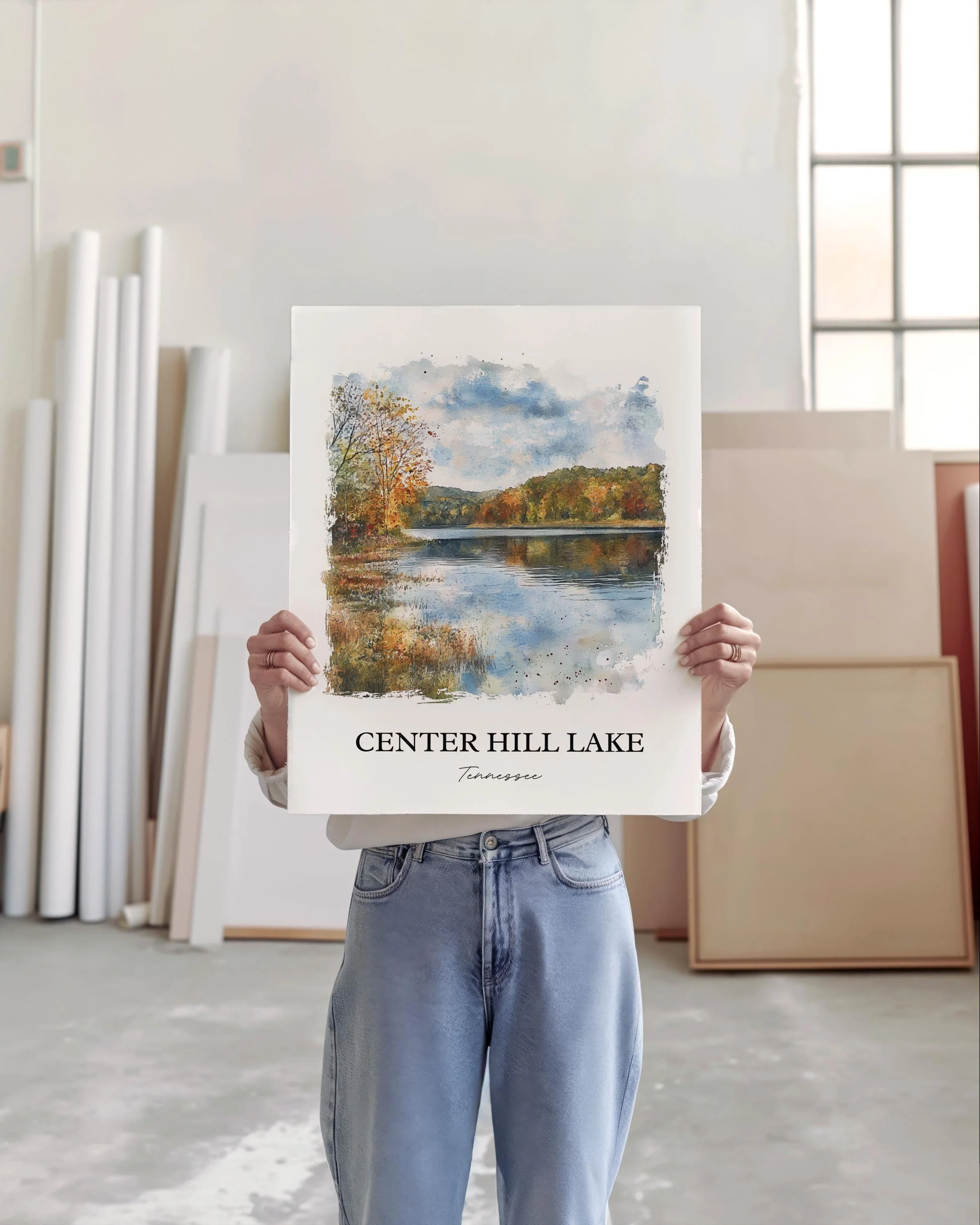 Center Hill Lake, USA – Watercolor Art Print - Image 3
