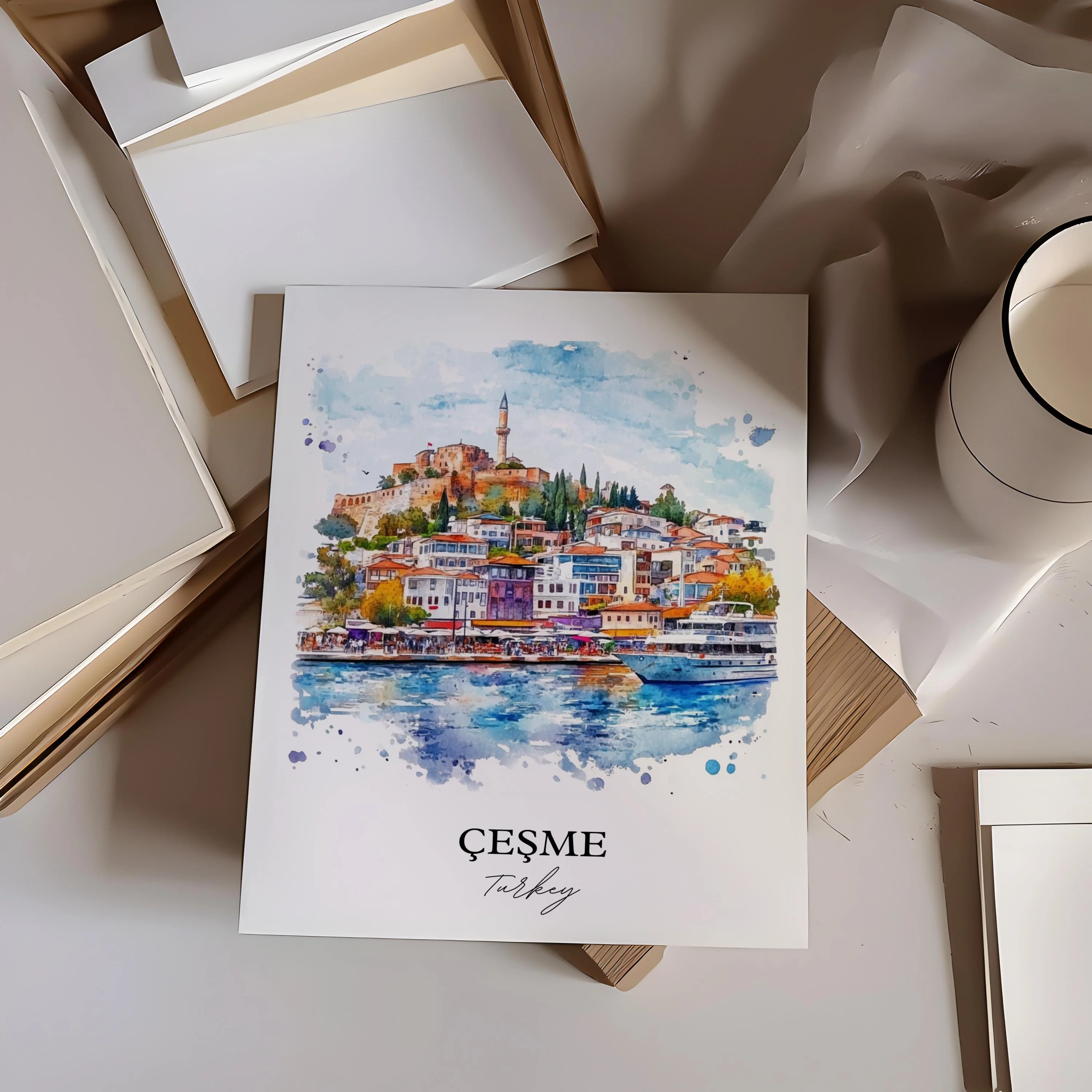 Cesme, Turkey – Watercolor Art Print - Image 5
