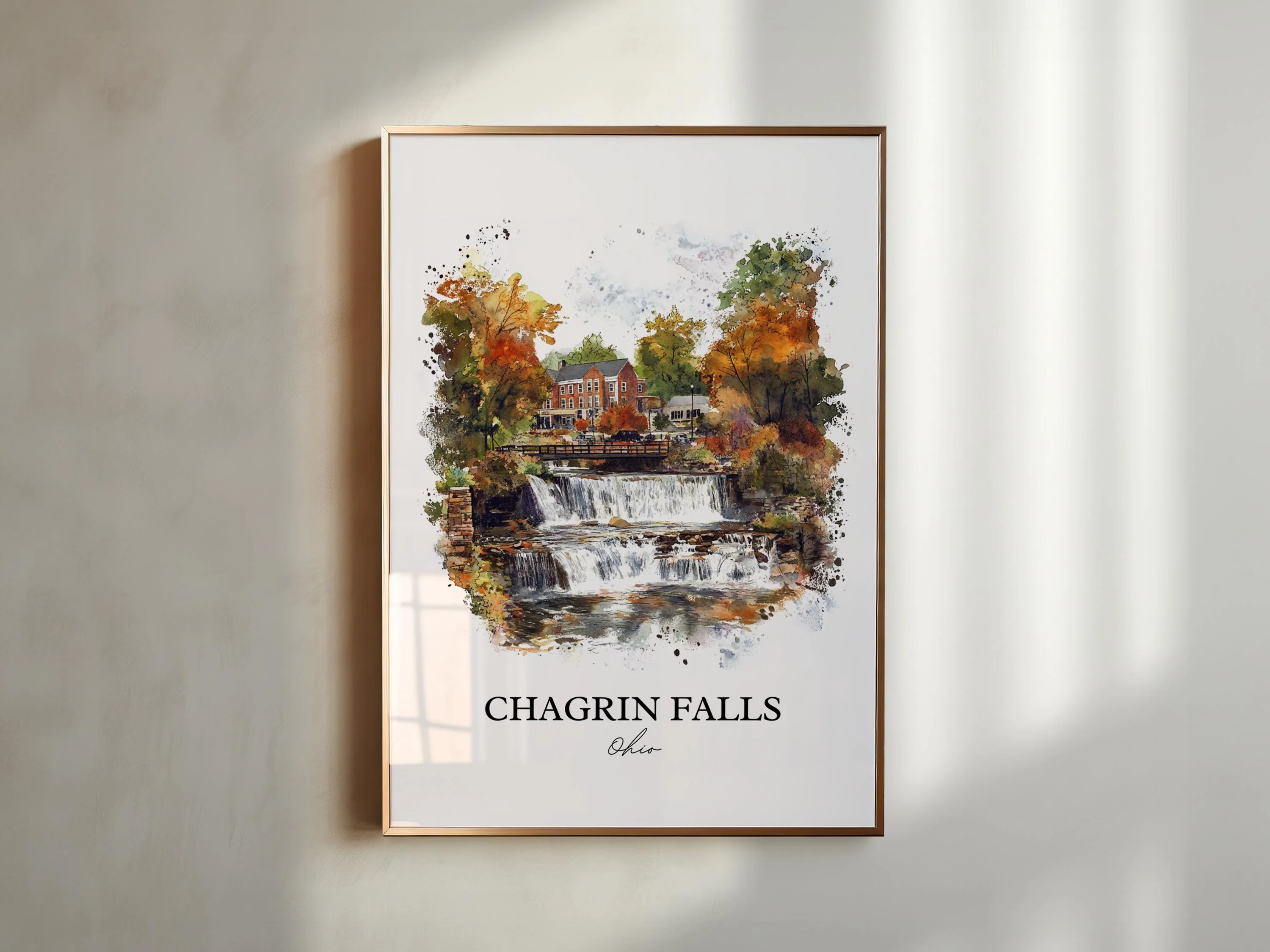 Chagrin Falls, OH, USA – Watercolor Art Print - Image 3